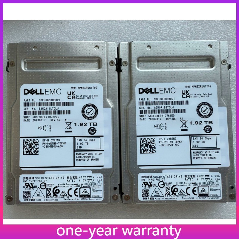 VRTN9 0VRTN9 Dell 1.92TB SAS Read Intensive 2.5in 24GB/s SSD G14 15 16 Tray New