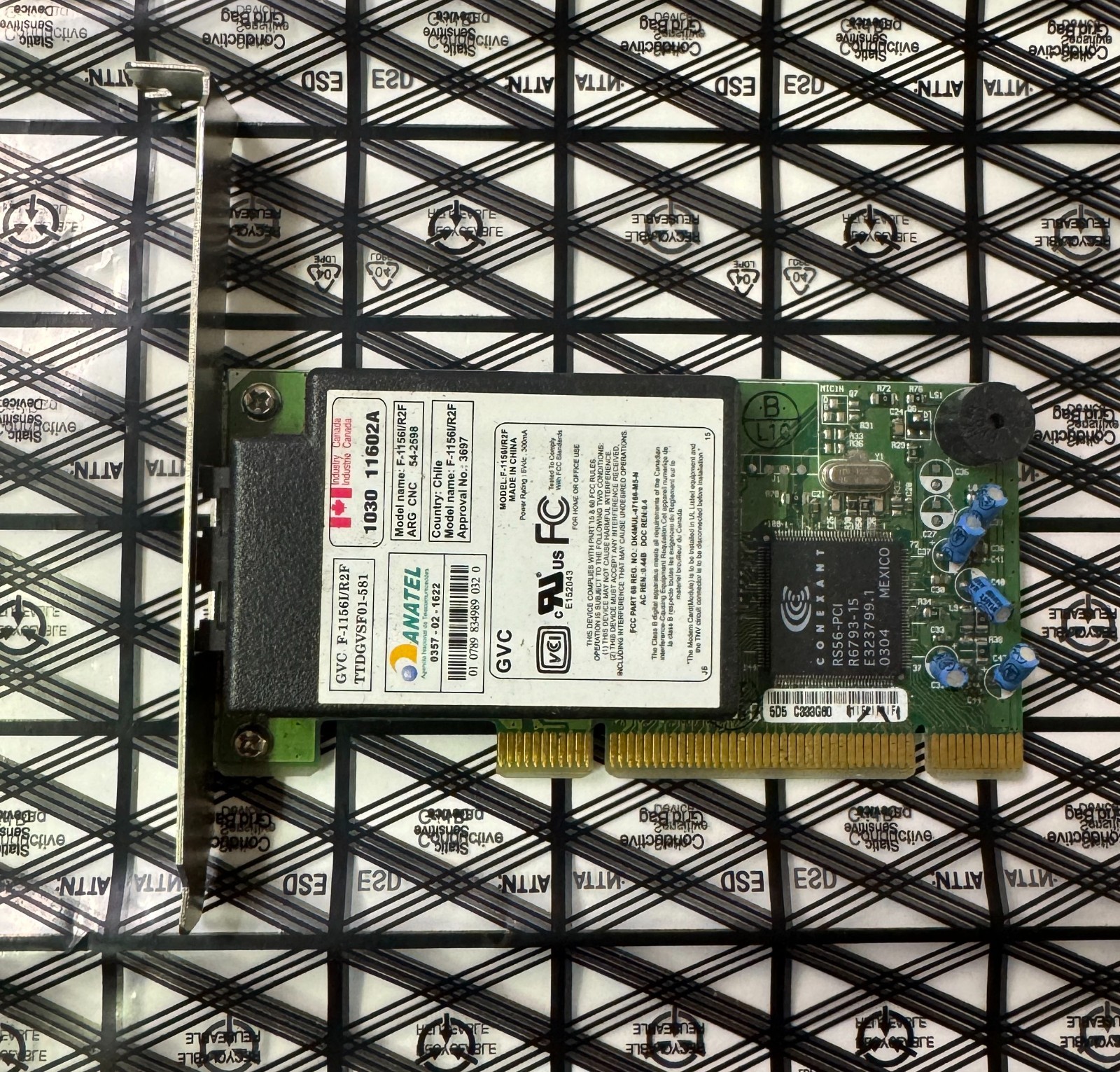 GVC Conexant Anatel Model F-1156I/R2F FAX MODEM 56Kbps PCI RS56-PCI