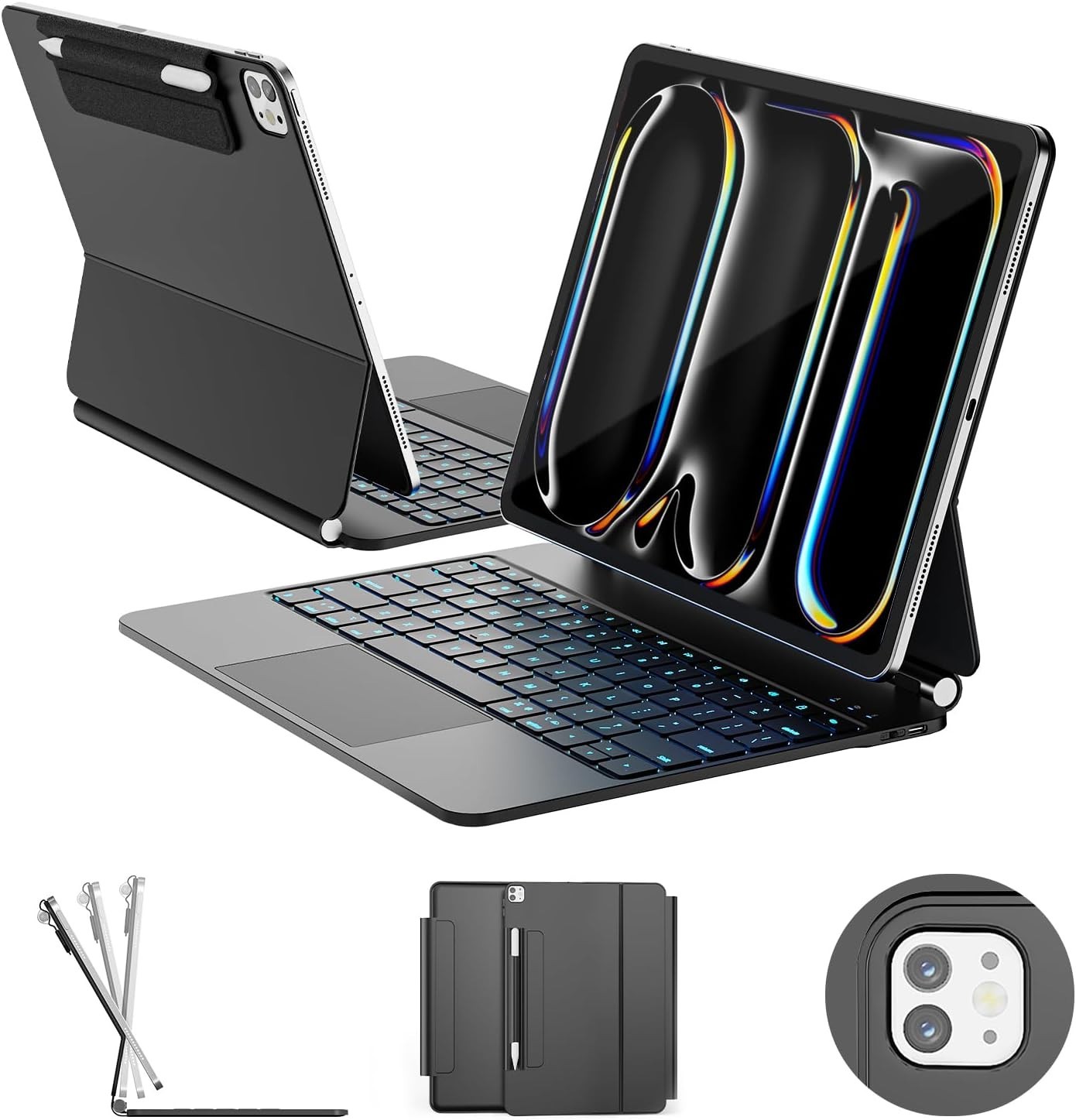 RAYMCRAFT Magnetic Keyboard case for ipad Pro 13 (M5 2025 / M4 2024) (Black)