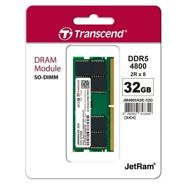 BRAND NEW 32GB Transcend JetRam DDR5 4800MHz SO-DIMM Laptop Memory 1X32GB Module