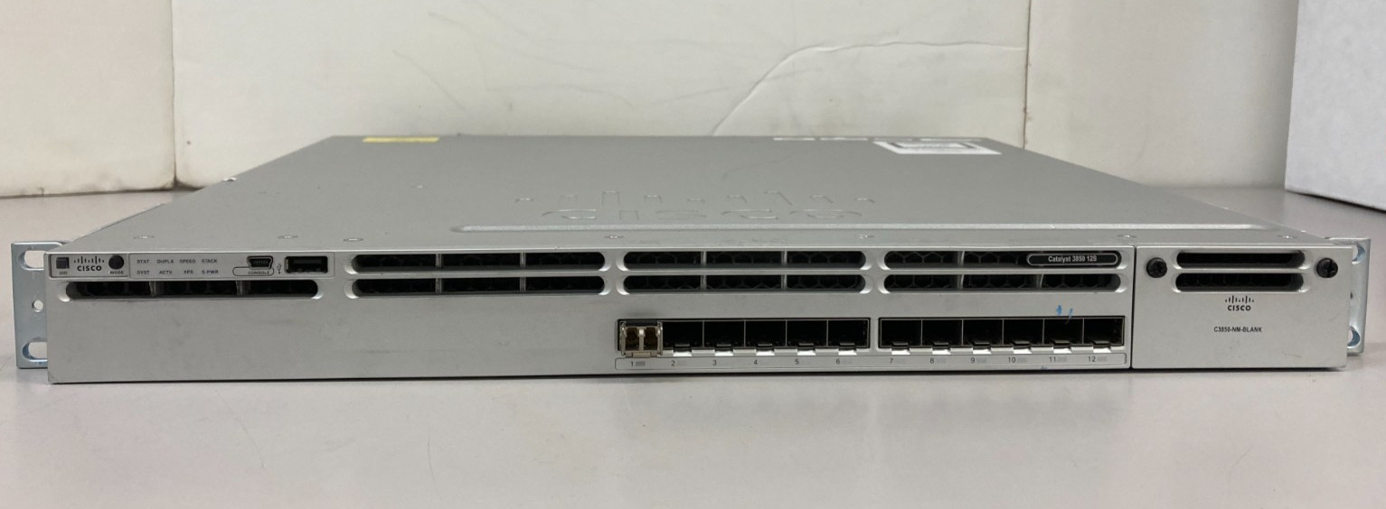 Cisco WS-C3850-12S-E 12-Port Gigabit PoE+ Network Switch w/ 350W PSU