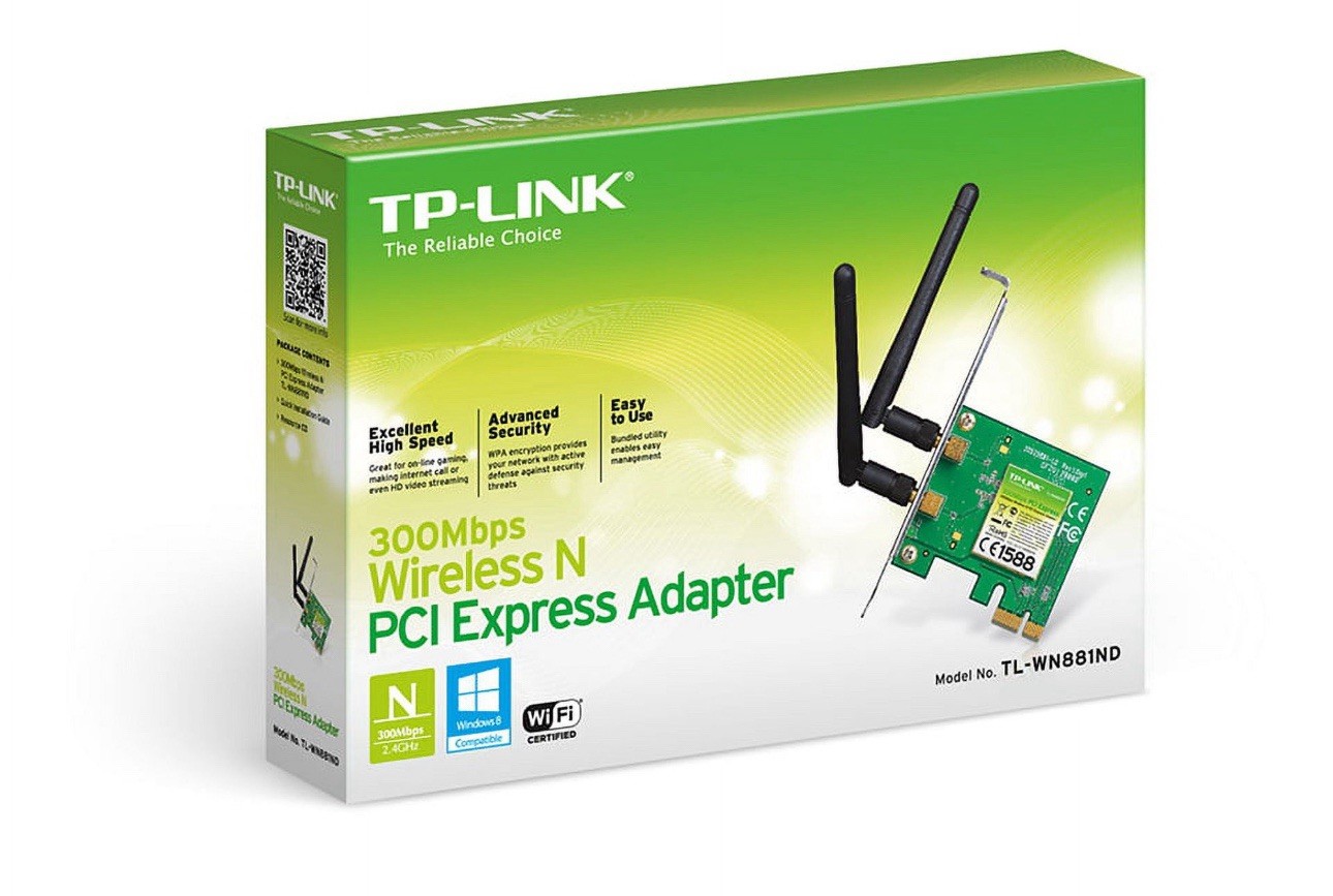 TP-Link 300Mbps Wireless N PCI Express Adapter TL-WN881ND - New