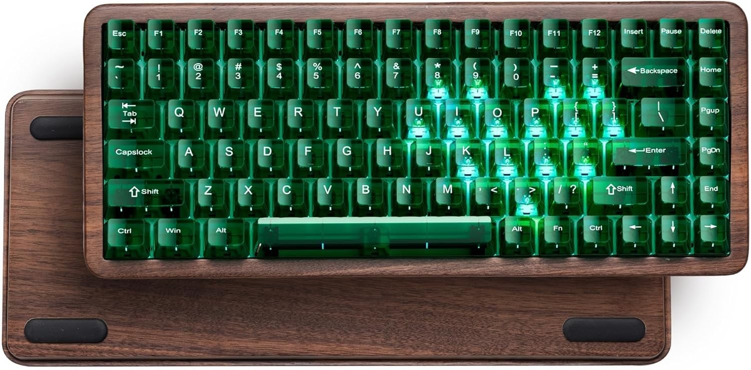 Womier 75% Keyboard with QMK/VIA, WD75 Wood Gaming Keyboard 8000mAh Battery, ...