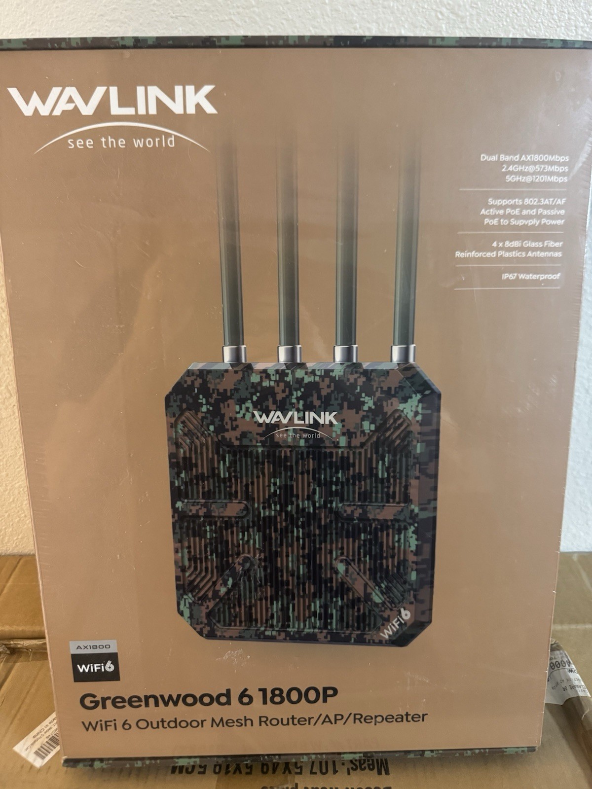 WAVLINK WiFi6 Outdoor Mesh Router/AP/Repeater Greenwood 1800P AX1800 IP67 Sealed