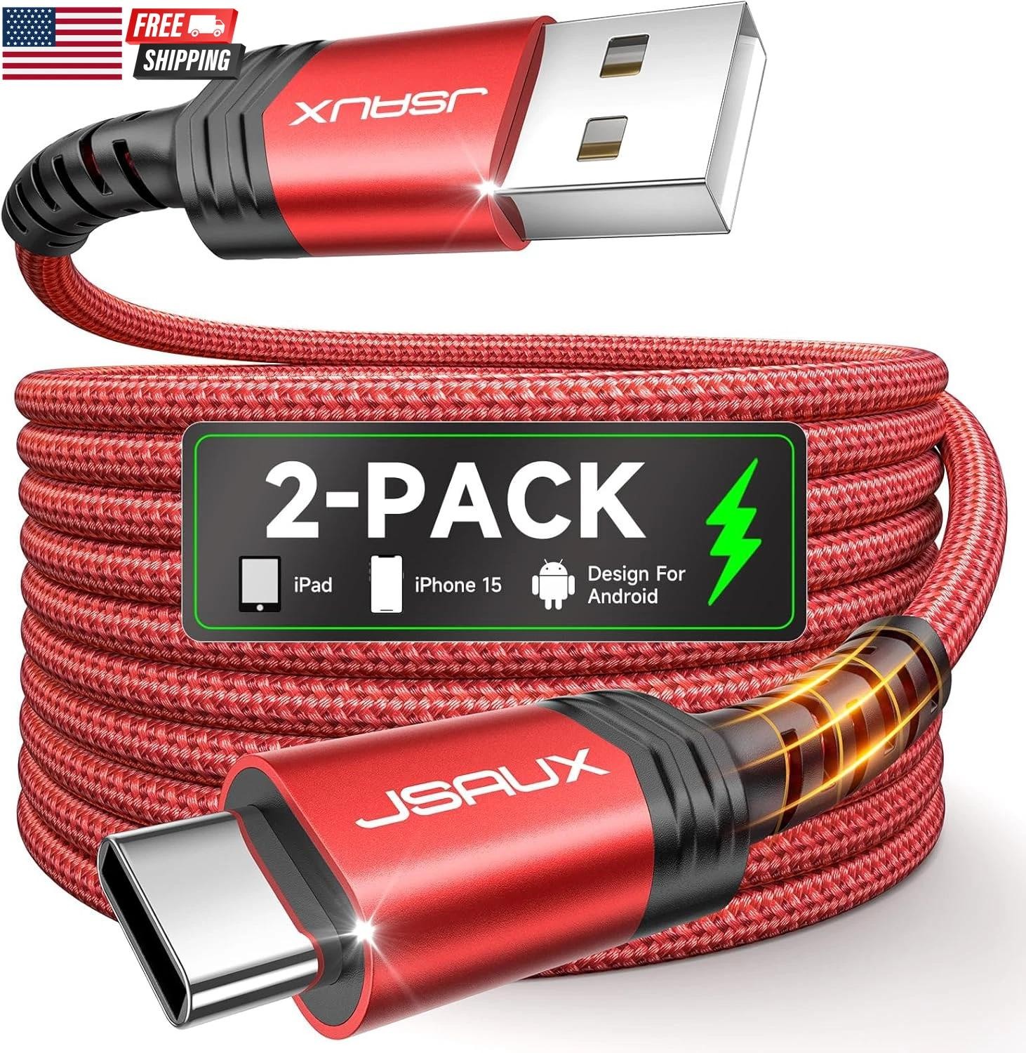 USB C Cable [2-pack 6.6ft], USB a to USB Cord Fast Charging for Iphone 17e, Ipho