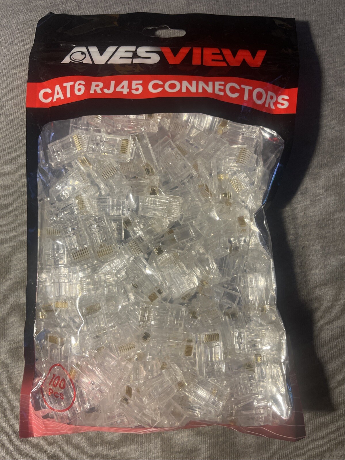 AvesView 100-Pack Cat 6 Pass Through RJ45 Connectors Ethernet Cable Connector