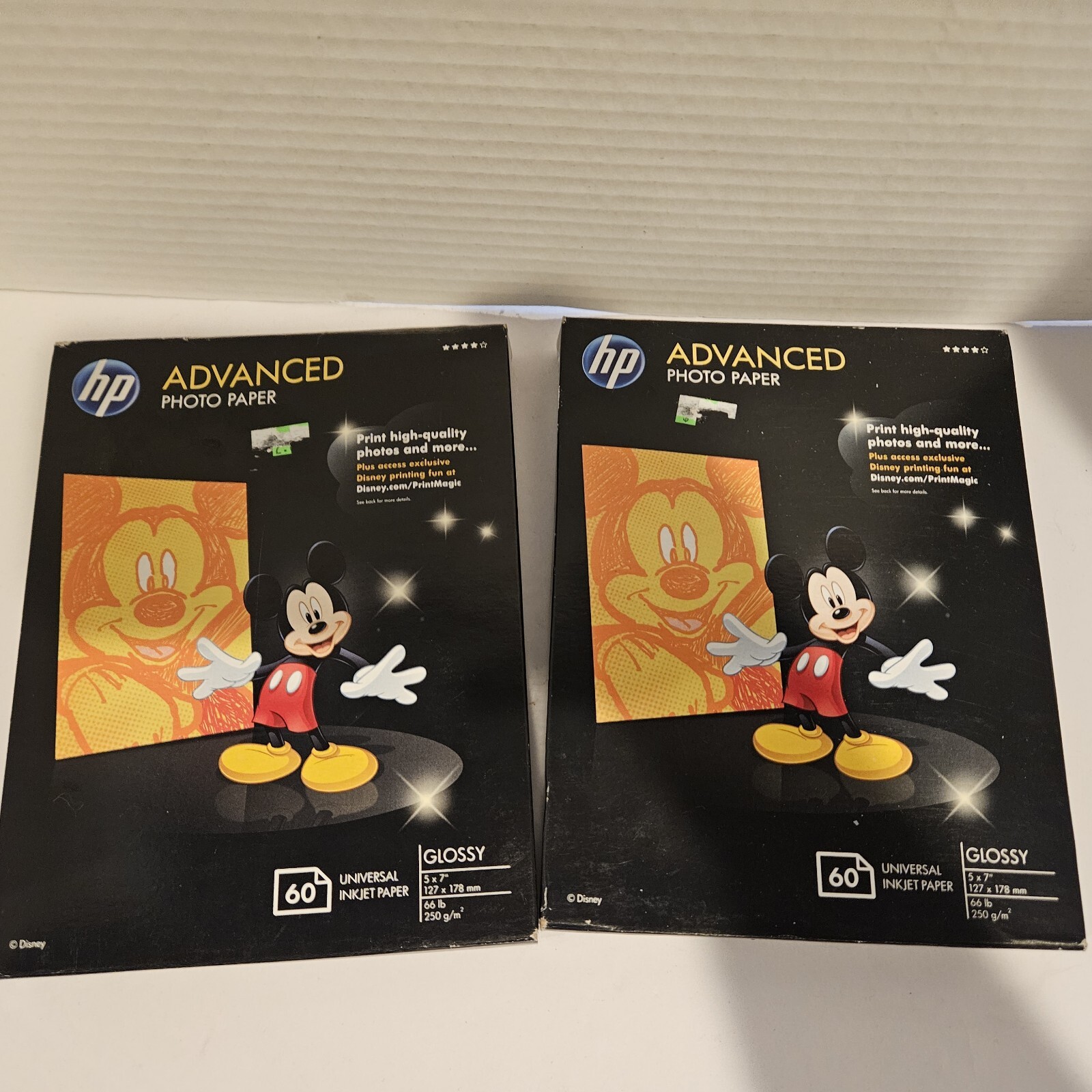 Two HP Advanced 5x7 Photo Paper 60 Sheets Glossy Inkjet Q8690A Disney Cover New
