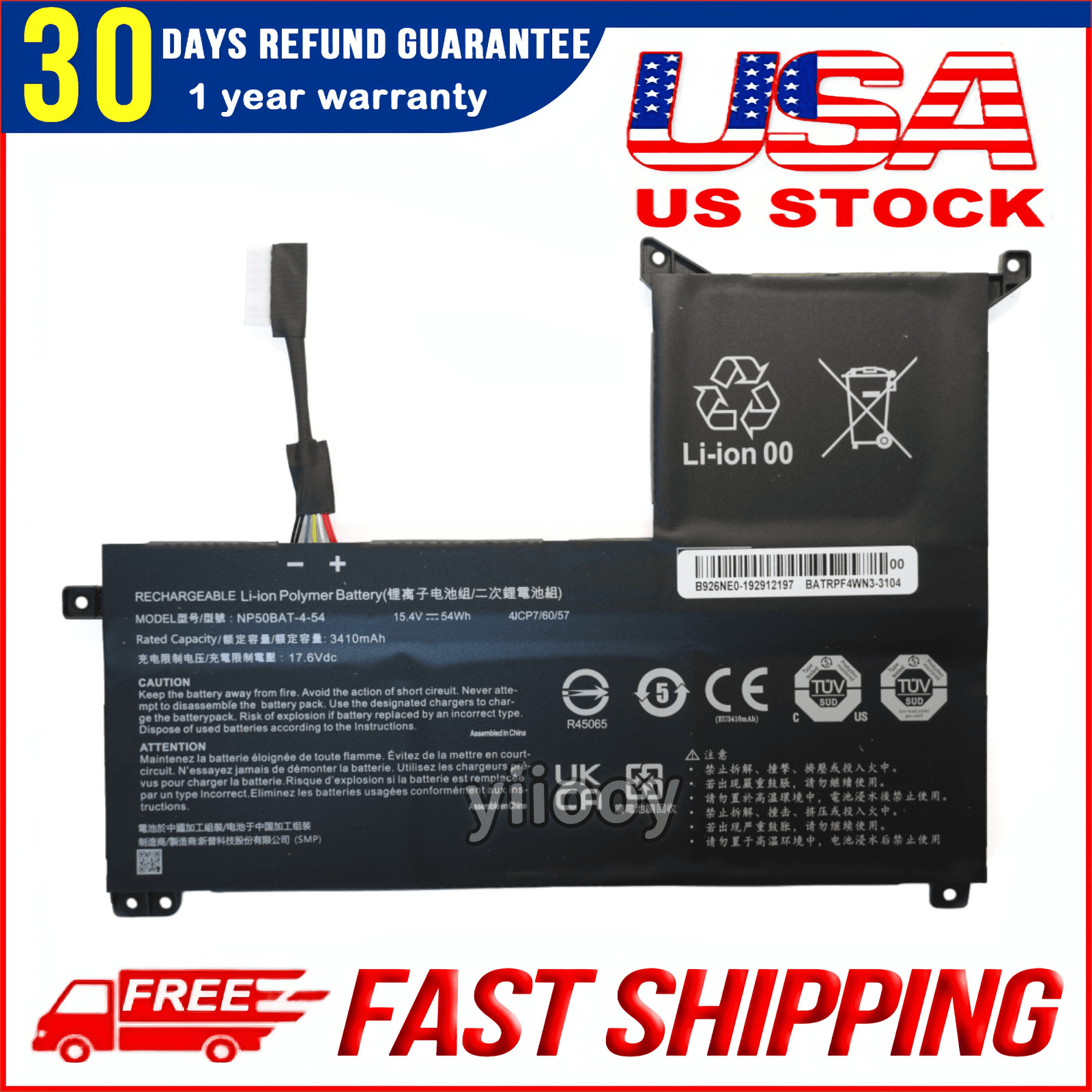 OEM NP50BAT-4-54 Battery for Clevo X17 Schenker XMG Focus 16 Gigabyte G5 KF KE