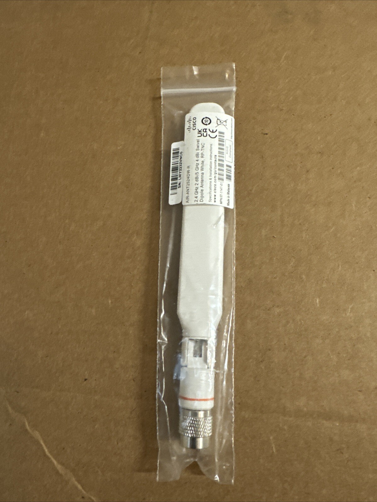 NEW Genuine Cisco AIR-ANT2524DW-R 2.4GHz 2dBi/5GHz 4dBi Dipole Antenna White F/S