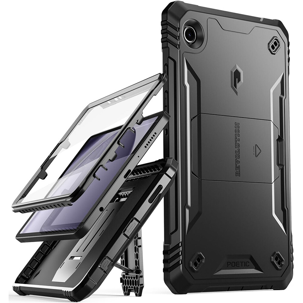 For Samsung Galaxy Tab A9 Case,Poetic with Kickstand Built-in-Screen Cover Black