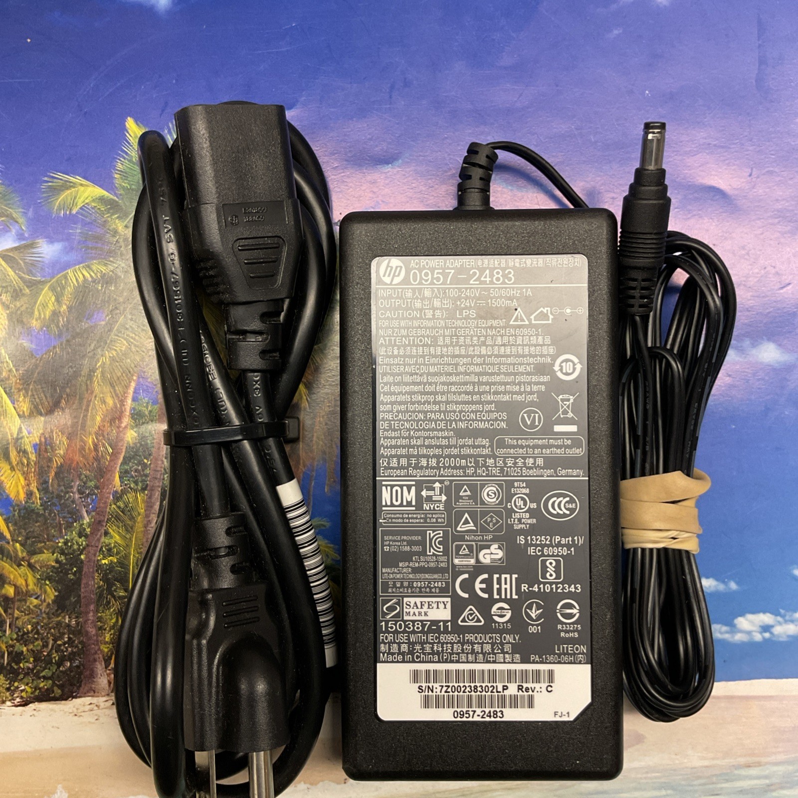 Genuine 36W HP AC Adapter 24V 1500mA Model 0957-2483/2292 W/ CORD 