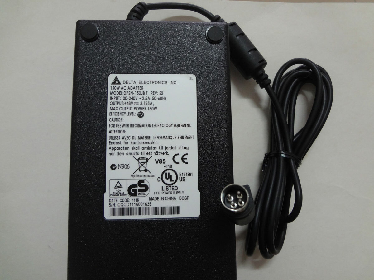NEW Genuine 48V 3.125A 150W Delta DPSN-150JB F OEM AC Power Adapter Charger Plug
