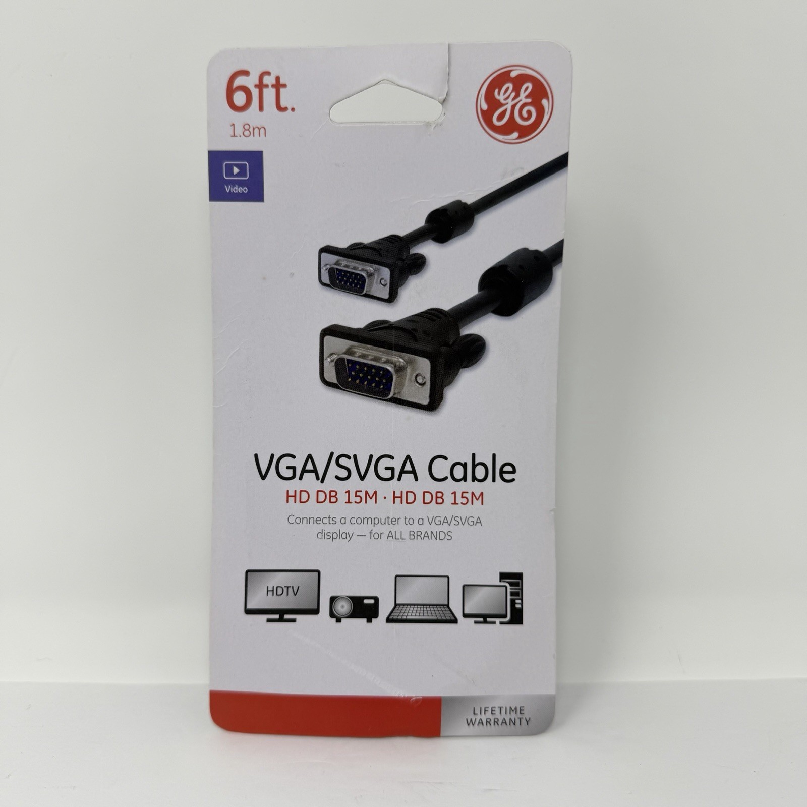 GE 6 Feet VGA / SVGA Video Cable - Black, Open Box 33592