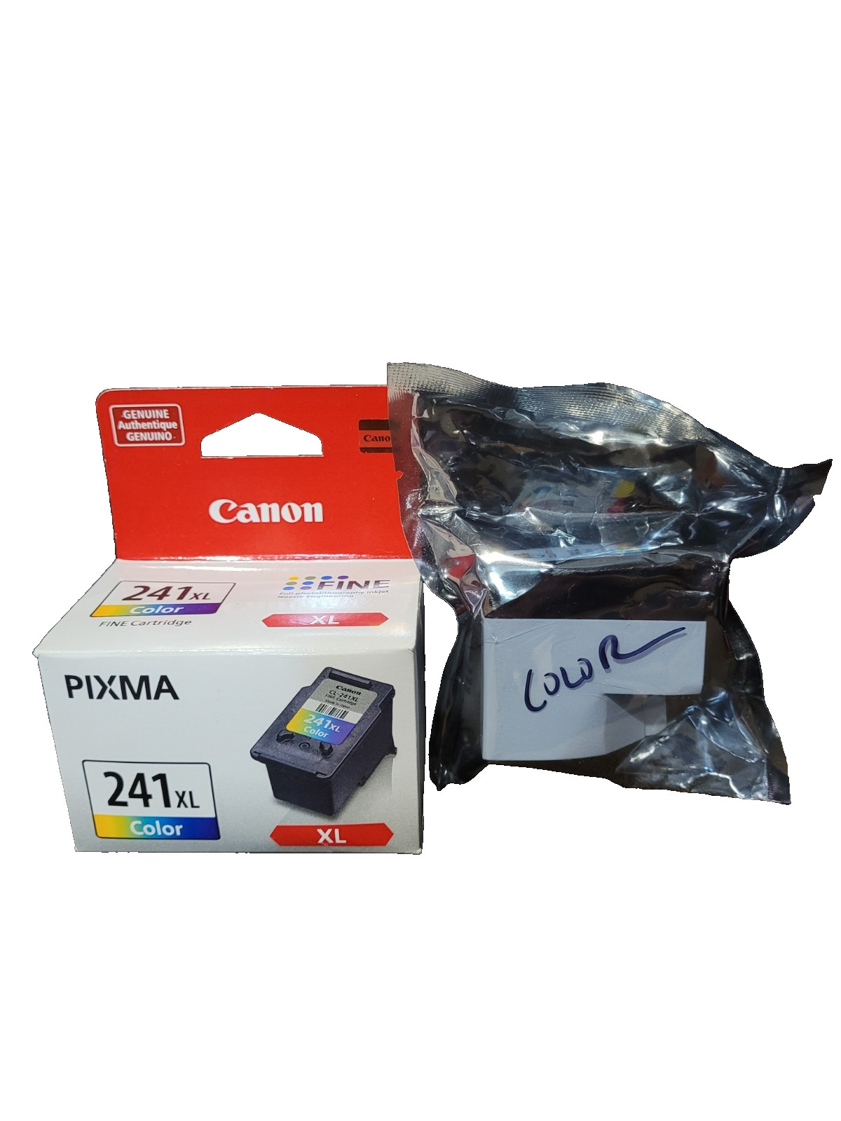 TWO Sealed Canon PIXMA 241 XL Color Ink Jet Cartridges 1 Genuine and 1 OEM