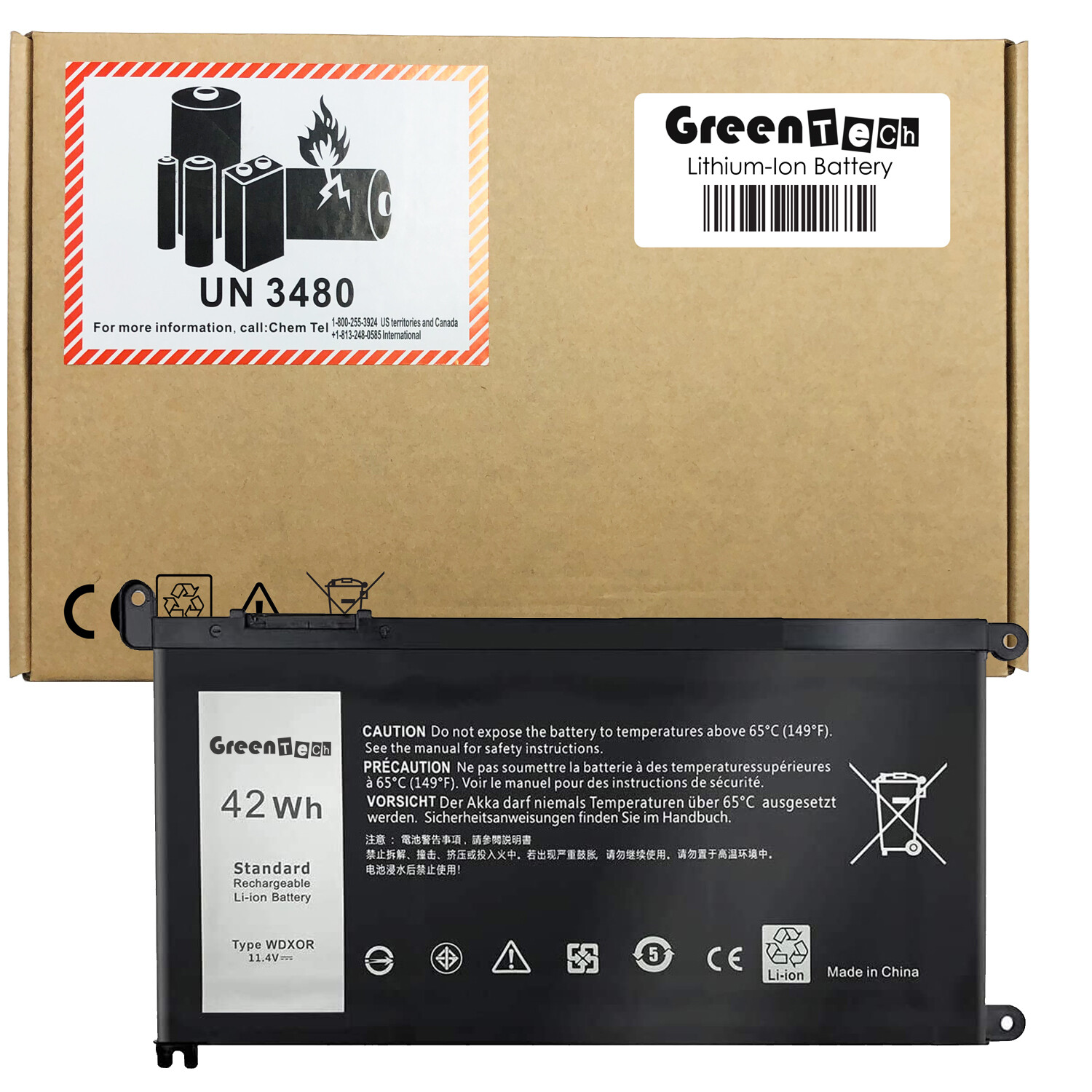 GREENTECH WDX0R BATTERY FOR INSPIRON 5368 5565 5568 LATITUDE 3189 FC92N 3CRH3