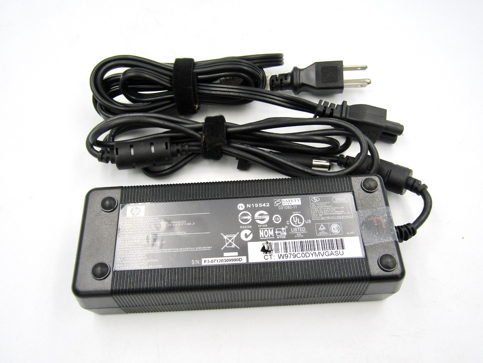 Original 120W HP AC Adapter Charger W/ Power cord PPP017H 384023-002 391174-001