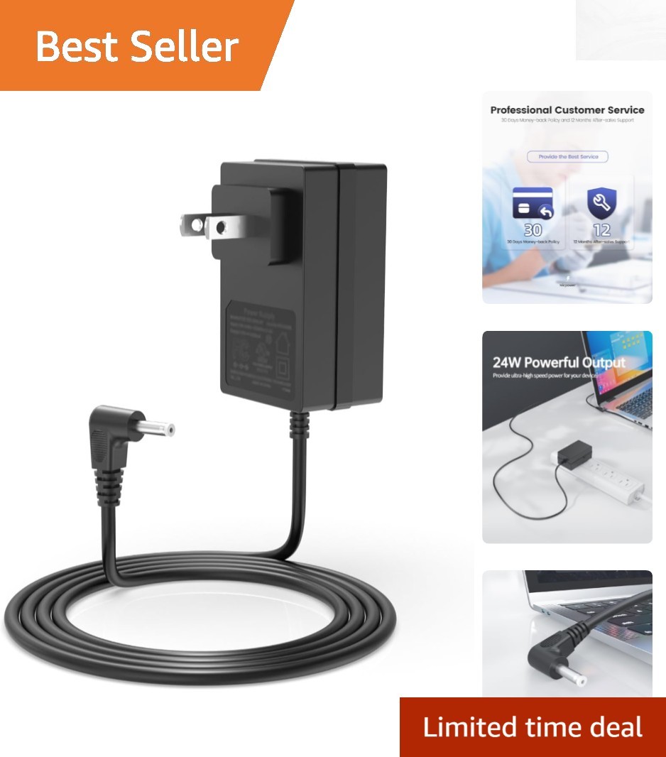 12V 2A Mini Fast Charger with 7.5ft Cable for Gateway Laptops - Safe & Efficient
