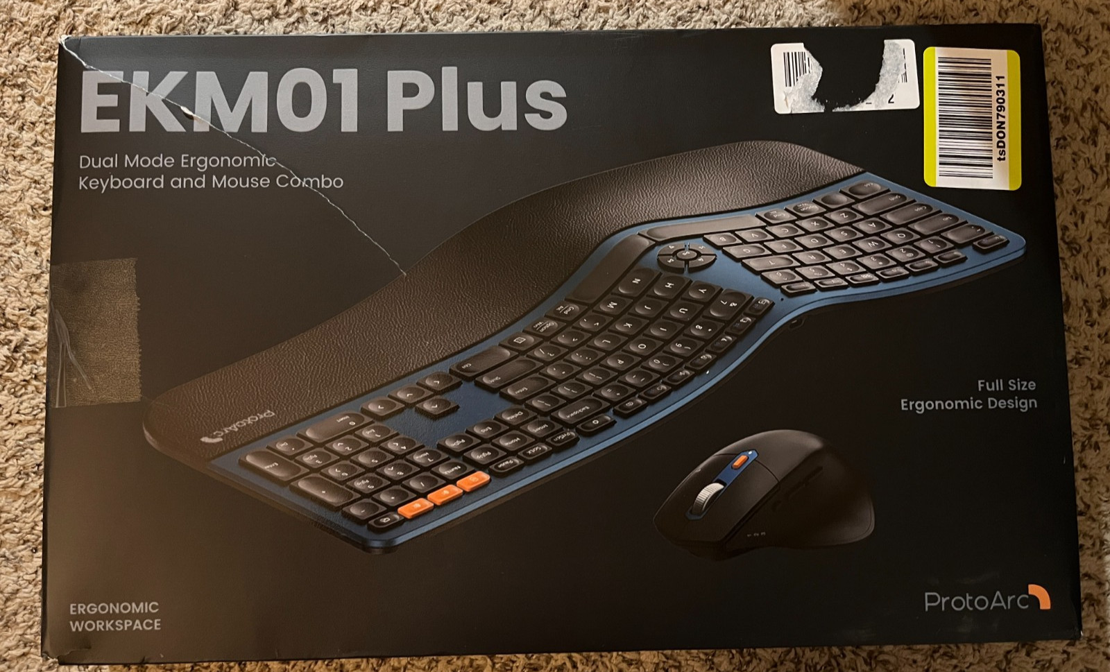 PROTOARC ERGONOMIC WIRELESS KEYBOARD MOUSE COMBO, EKM01 PLUS, FULL SIZE - BLUE