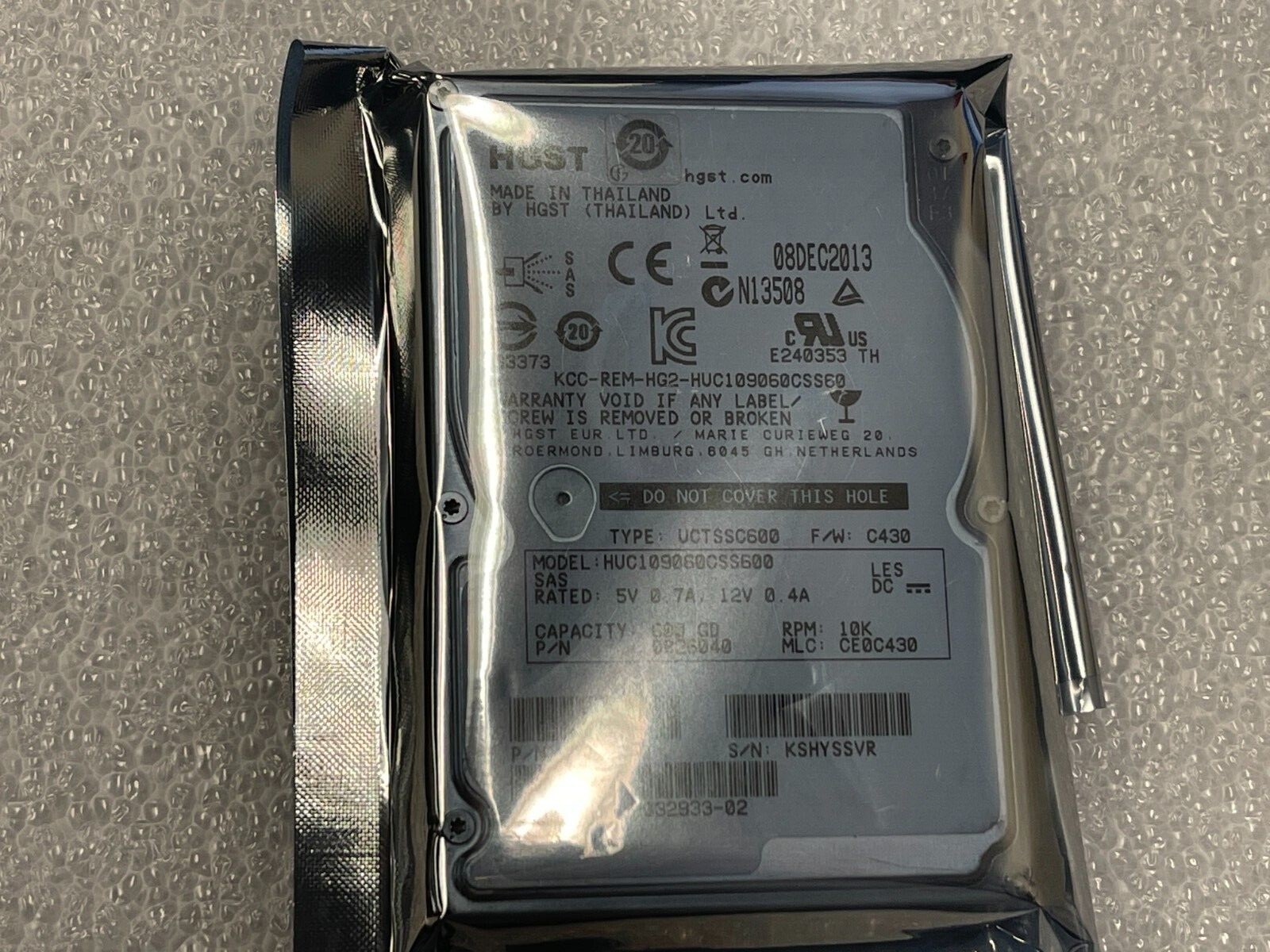 HGST/EMC HUC109060CSS600 118032933-02 600 GB 2.5" 10K RPM 64MB SAS 520B