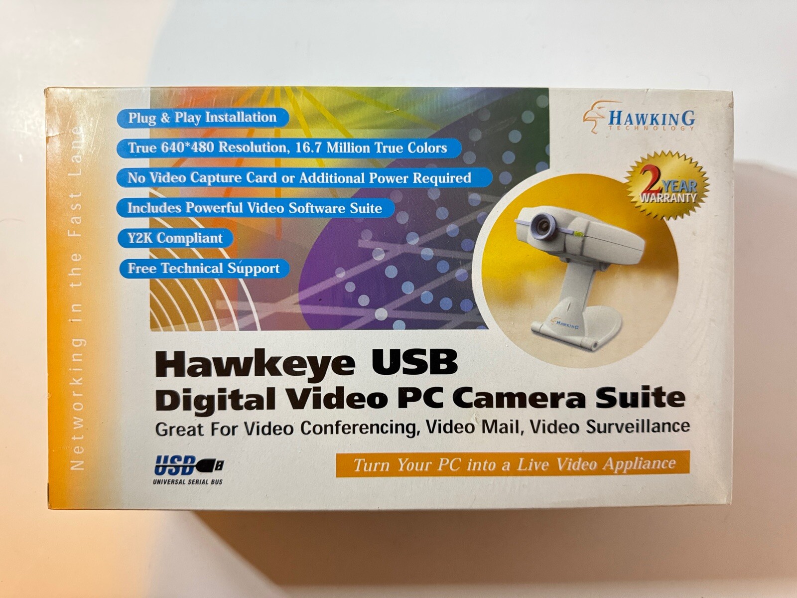 USB Digital Video PC Camera Suite Hawkeye UC300 1999 Vintage Webcam Hawking Tech