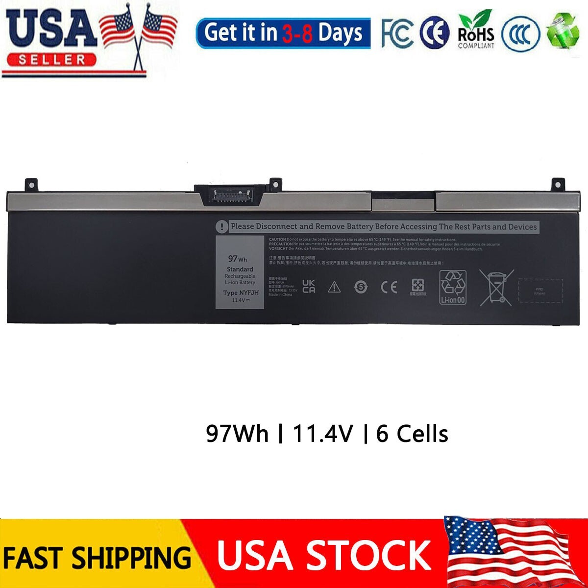 NYFJH Battery For Dell Precision 7330 7530 7540 7730 7740 P74F P34E Series 97Wh