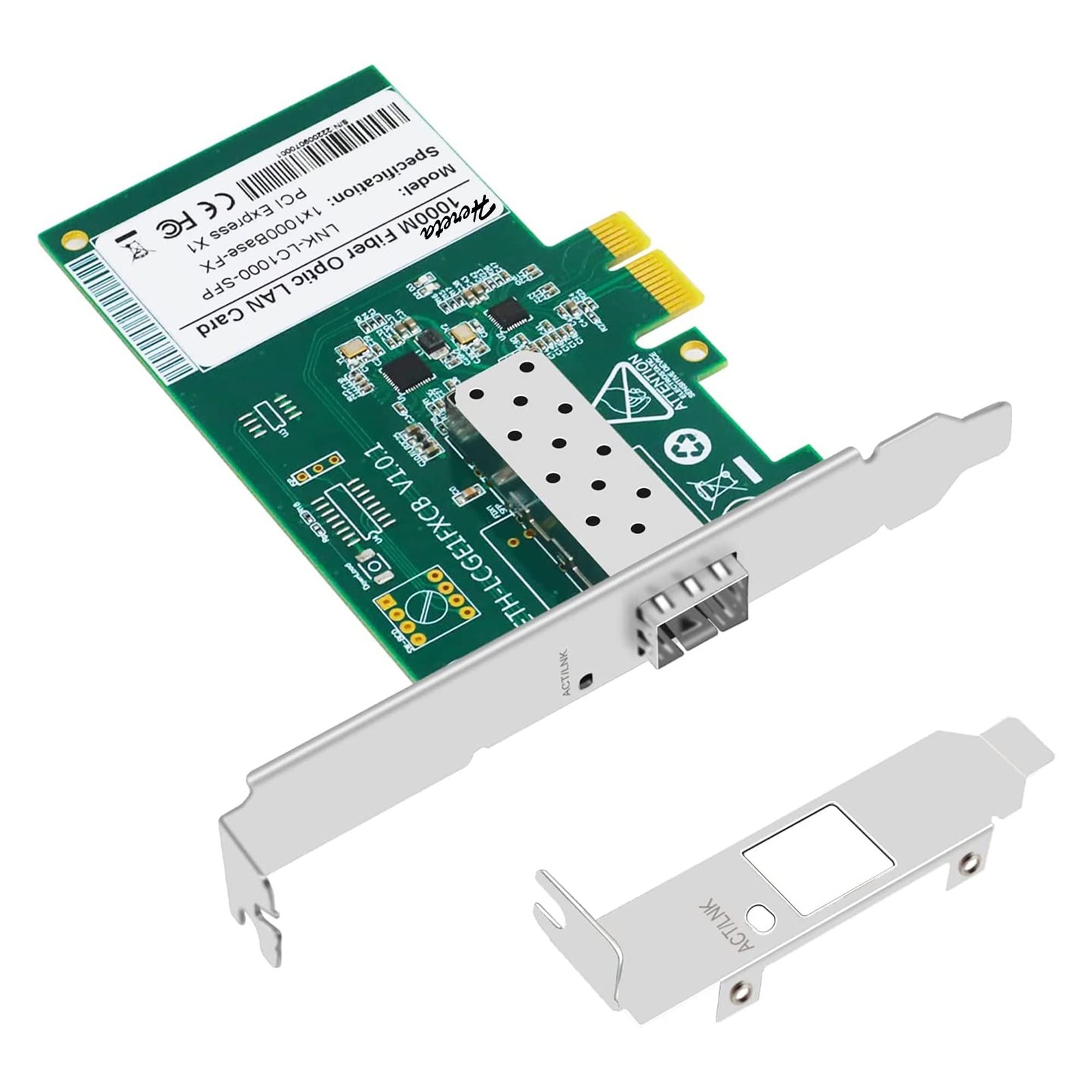 PCI-E NIC Network Card, 1 SFP Port, PCI Express Gigabit Ethernet LAN Adapter ...