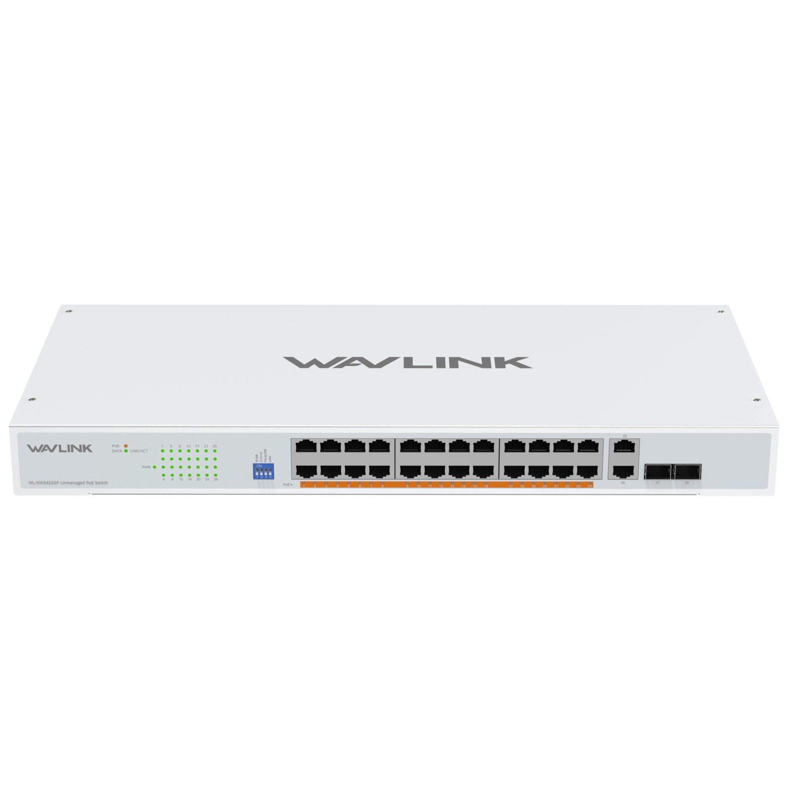 28 Port Gigabit Ethernet Switch Unmanaged Switch 24 PoE+ Ports 250W 2 SFP Slots