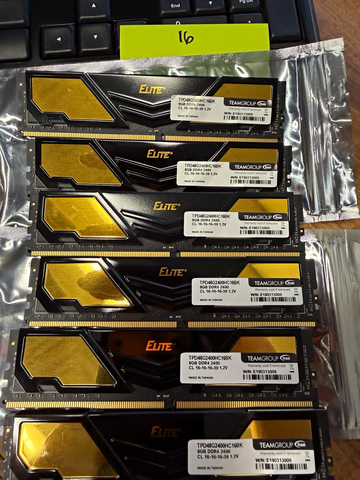 TEAMGROUP Elite 48GB (6x8GB) DDR4-2400 DIMM Unbuffered RAM TPD48G2400HC16BK