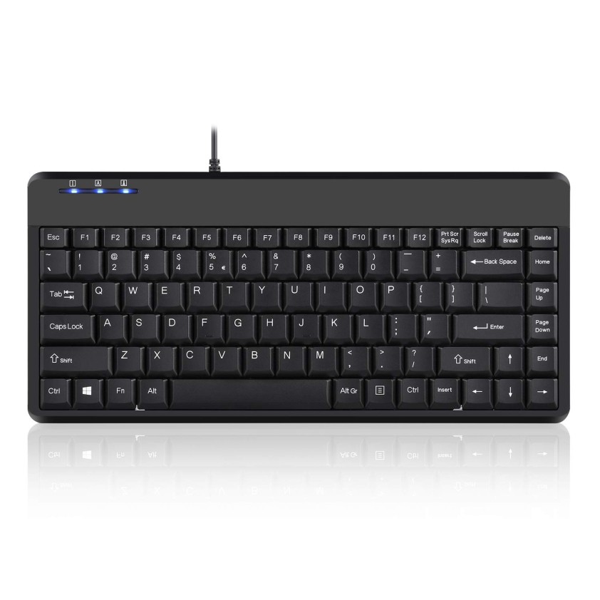 Perixx PERIBOARD-409H Wired USB Mini Keyboard with 2 USB Hubs, Black, US English