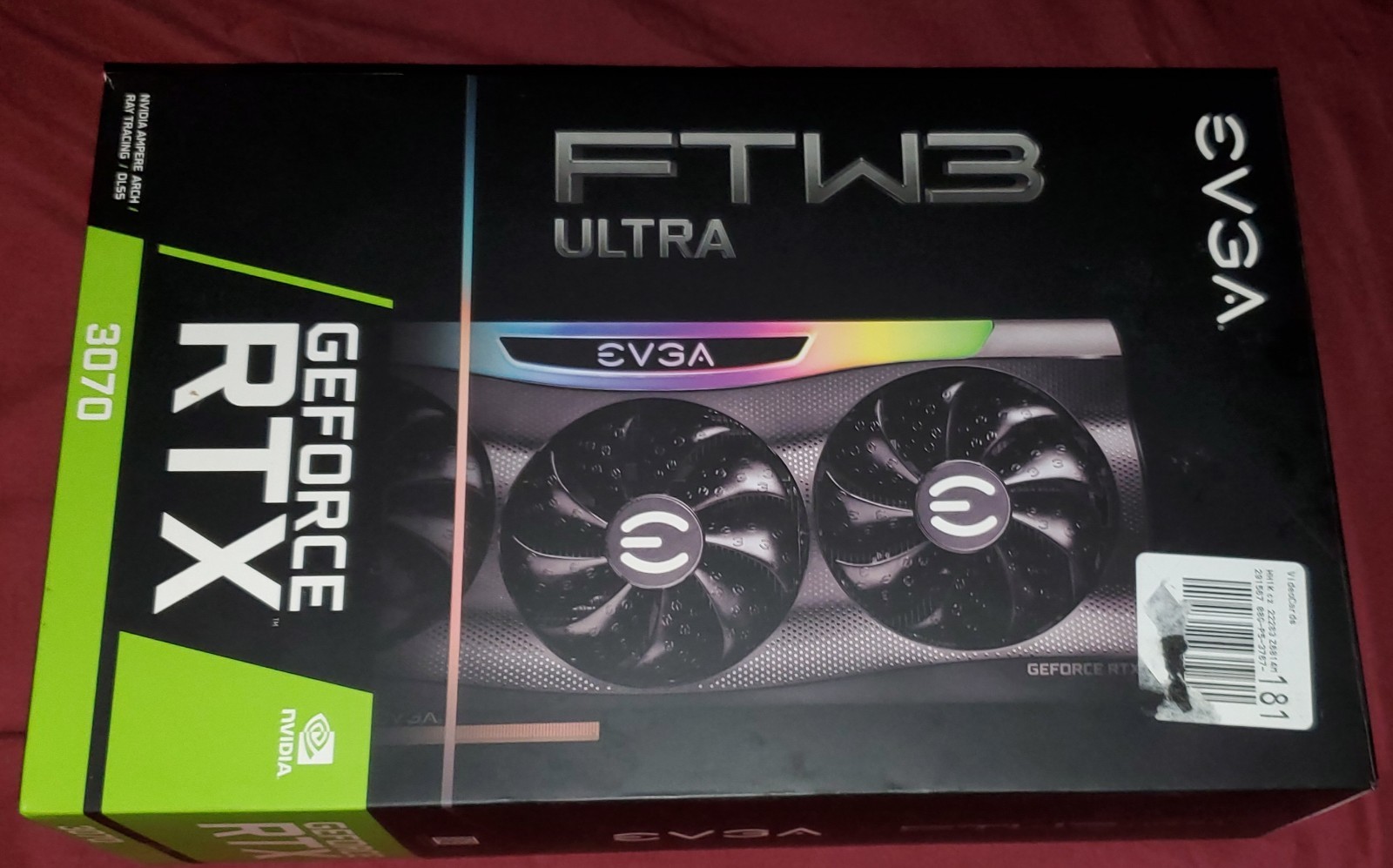 BOX ONLY EVGA GeForce RTX 3070 Ultra Retail Box, Foam, And Manual - NO GPU