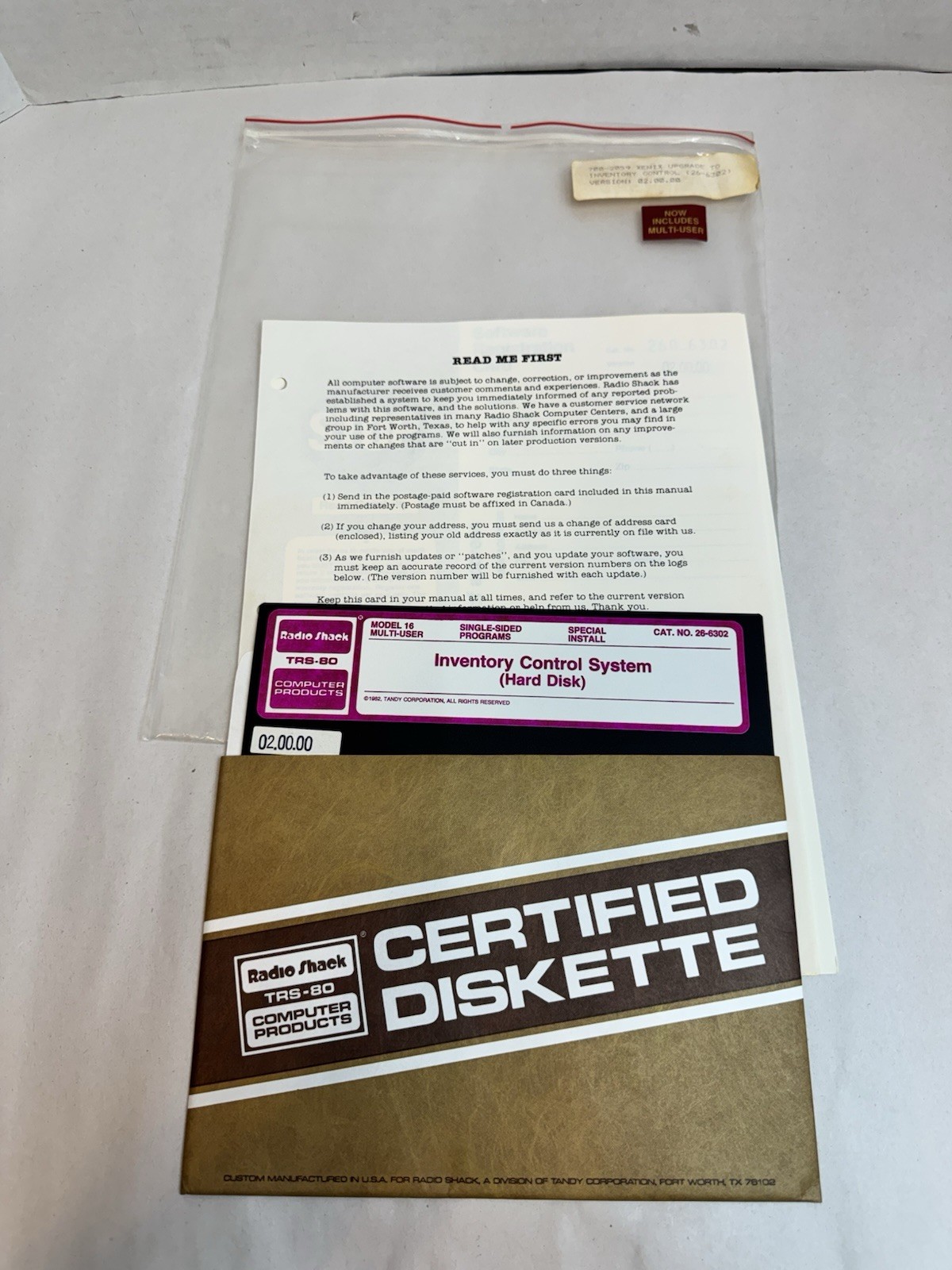 VTG Radio Shack TRS-80 Model 16 inventory control system software diskette #38