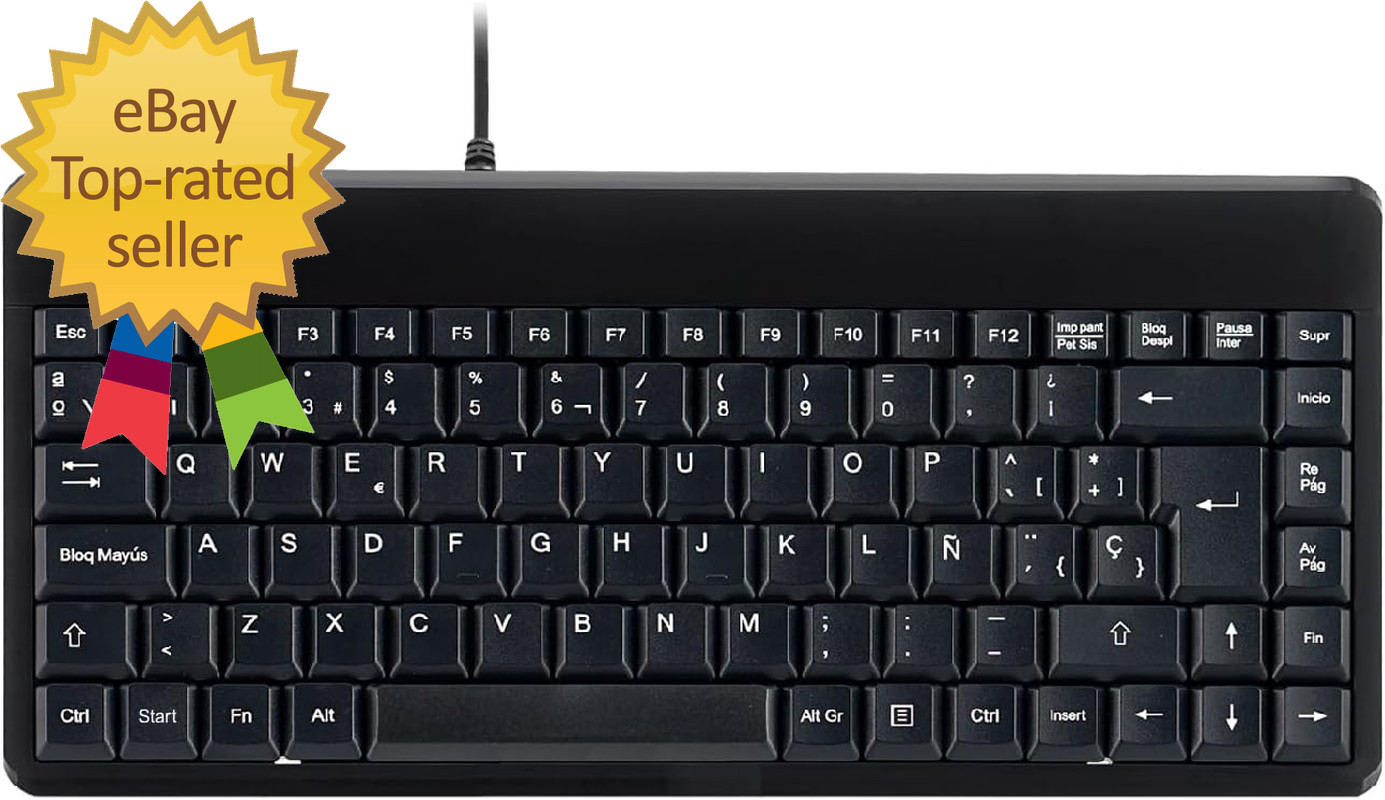 PERIBOARD-409P ES Mini Teclado Con Cable Ps2-314X146X20Mm - Negro - QWERTY Españ