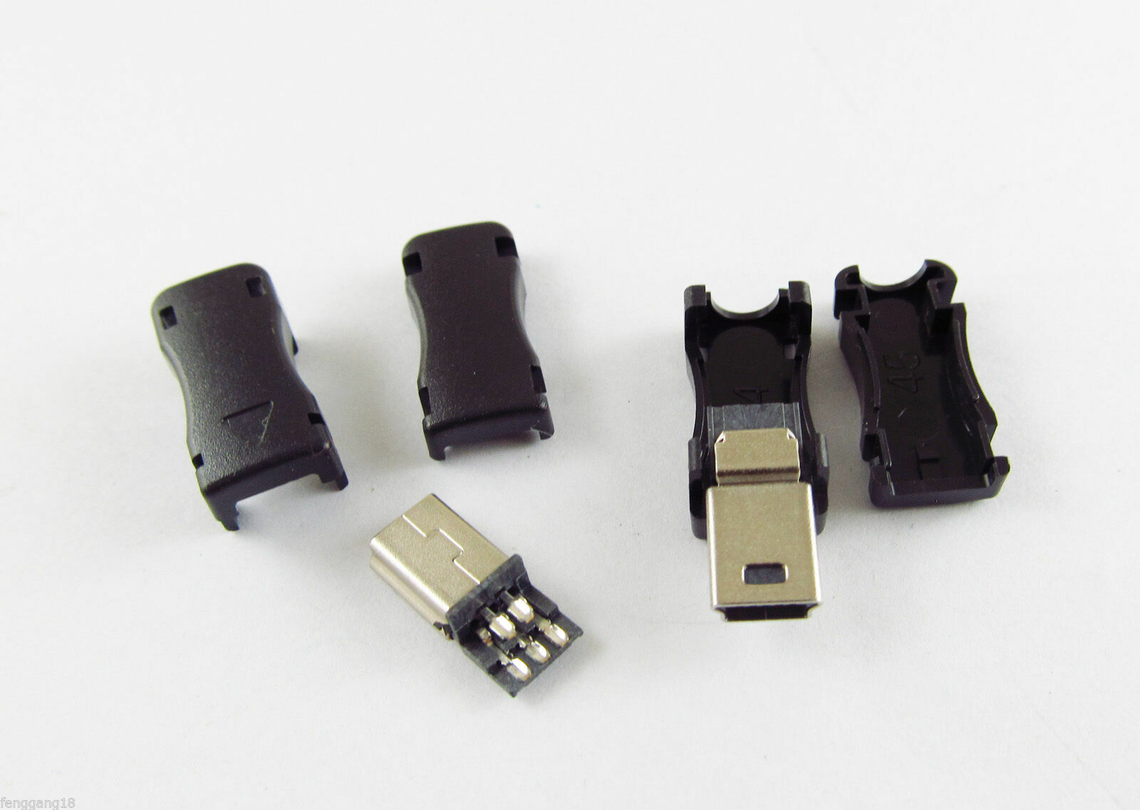 100pcs Mini USB 5 Pin Male Plug Socket Connector with Plastic Cover for DIY