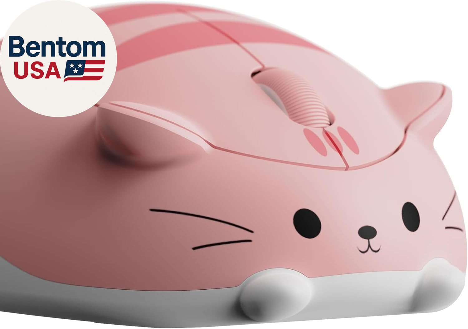Cat Theme Wireless Gaming Mouse Pink, Tri-Mode Mouse BT3.0/BT5.0/2.4G, Cute Opti