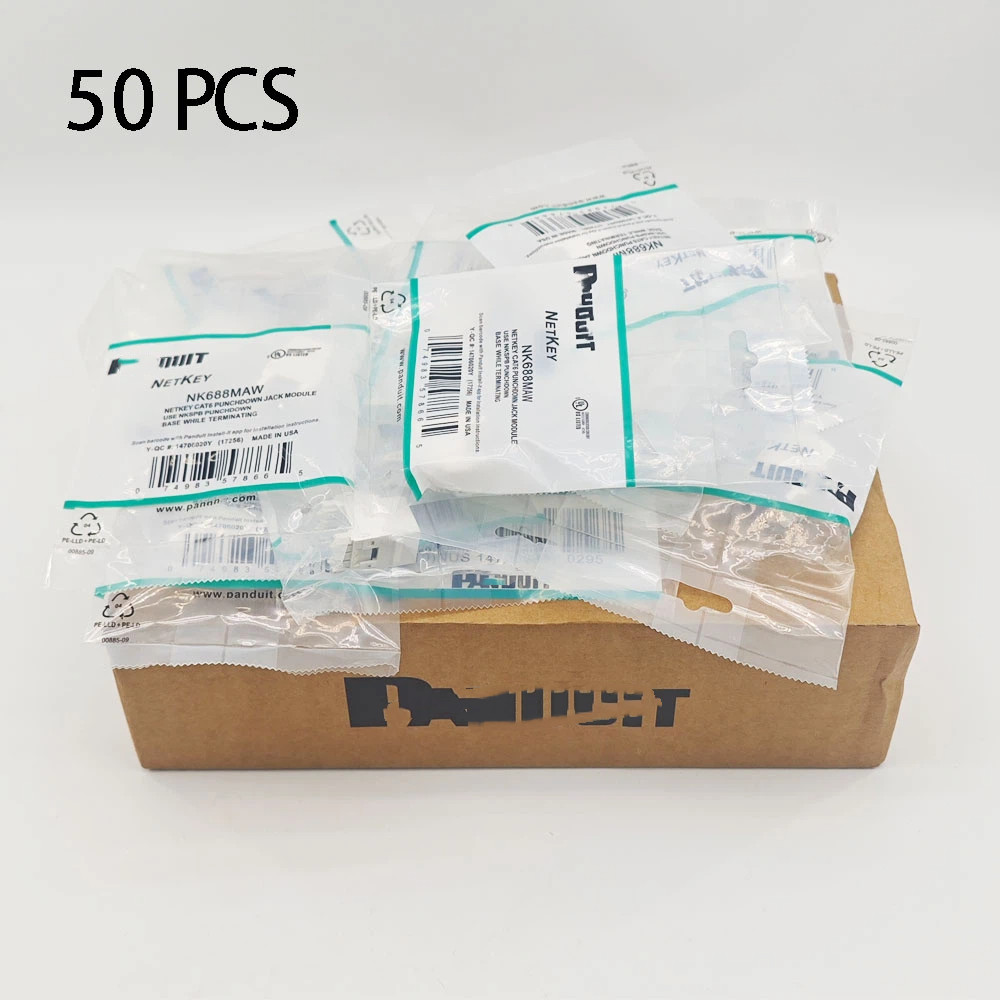 50Pcs Cat 6 Keystone Punchdown Jack Module For Panduit NK688MAW, Arctic White