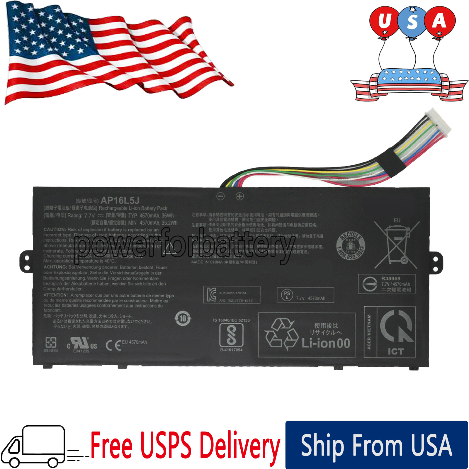 AP16L5J 2ICP4/91/91 7.7V 36Wh New Battery for Acer Chromebook Spin 311 CP311-2H 