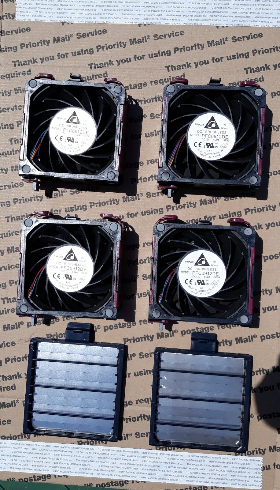 (4) Lot HP ProLiant DL580 Fans with DL 580 Fan Shutters Included- 