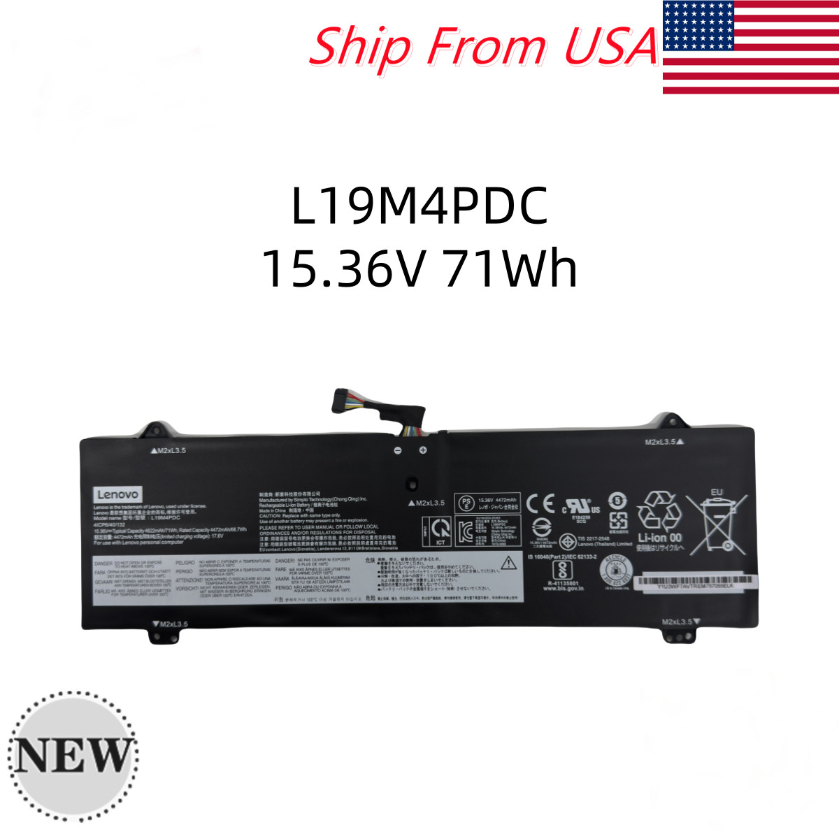 NEW Genuine L19C4PDC L19M4PDC L19L4PDC Battery For Lenovo Yoga 7-15ITL5 7-14ITL5