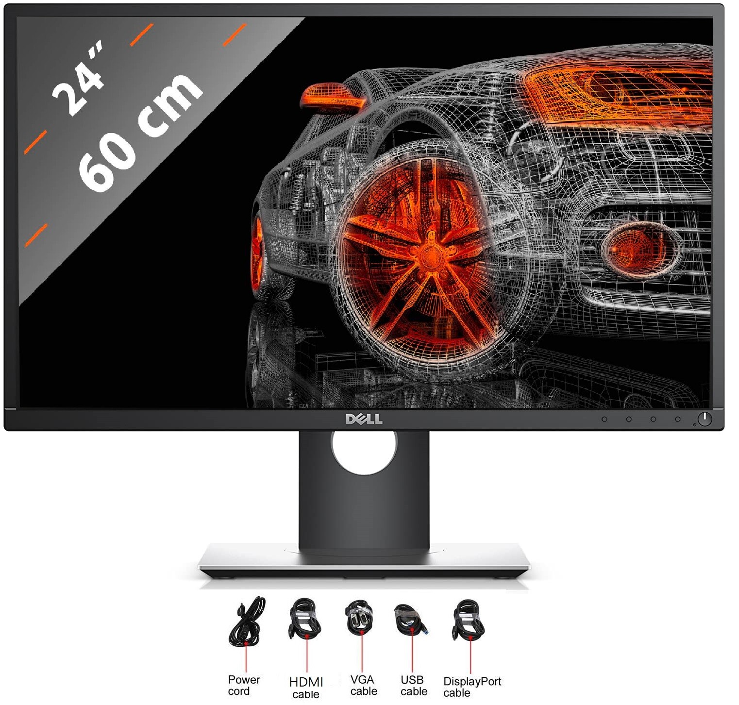 Dell P2417H 24" (Actual size 23.8") Full HD 1920x1080 60Hz 6ms HDMI DisplayPort 