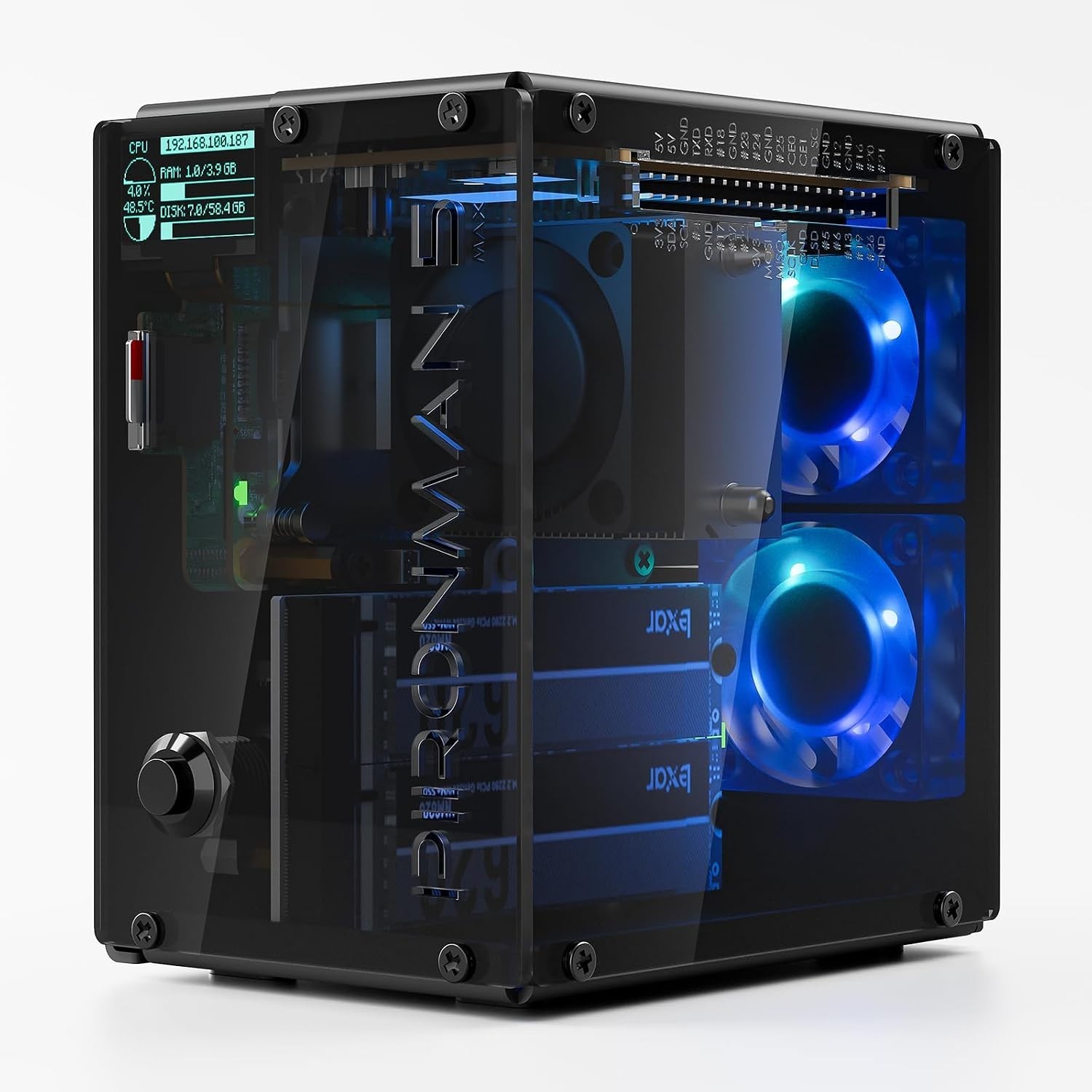 Pironman 5-MAX Raspberry Pi 5 Case: Dual NVMe SSD Slots & PWM Cooling Solution