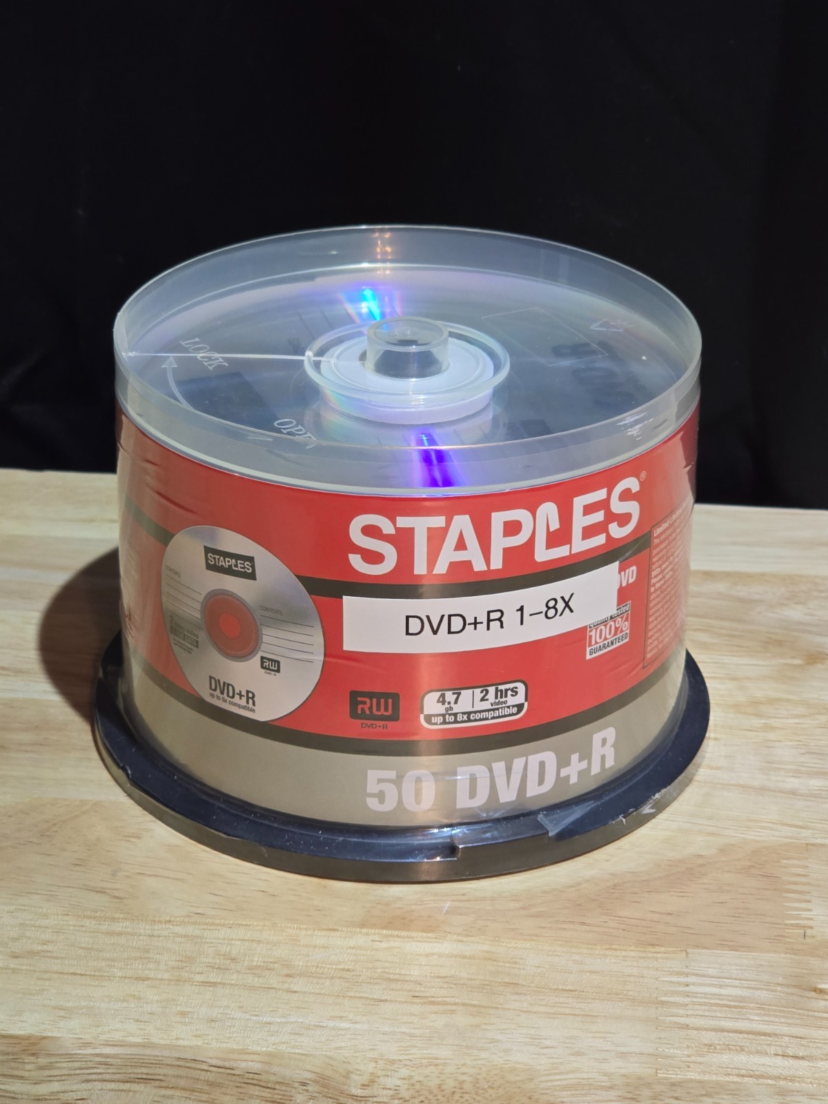 Staples DVD+R 50‑Pack – 4.7GB / 2hr / 1–8X – Brand New Sealed Blank Discs