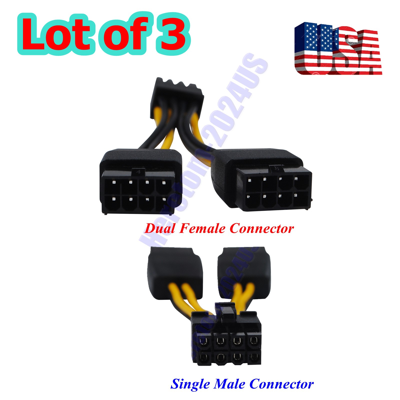 3PCS for NVIDIA Dual 8 to 8 Graphics Power Cable 030-0571 Tesla K80 M60 M40 P100
