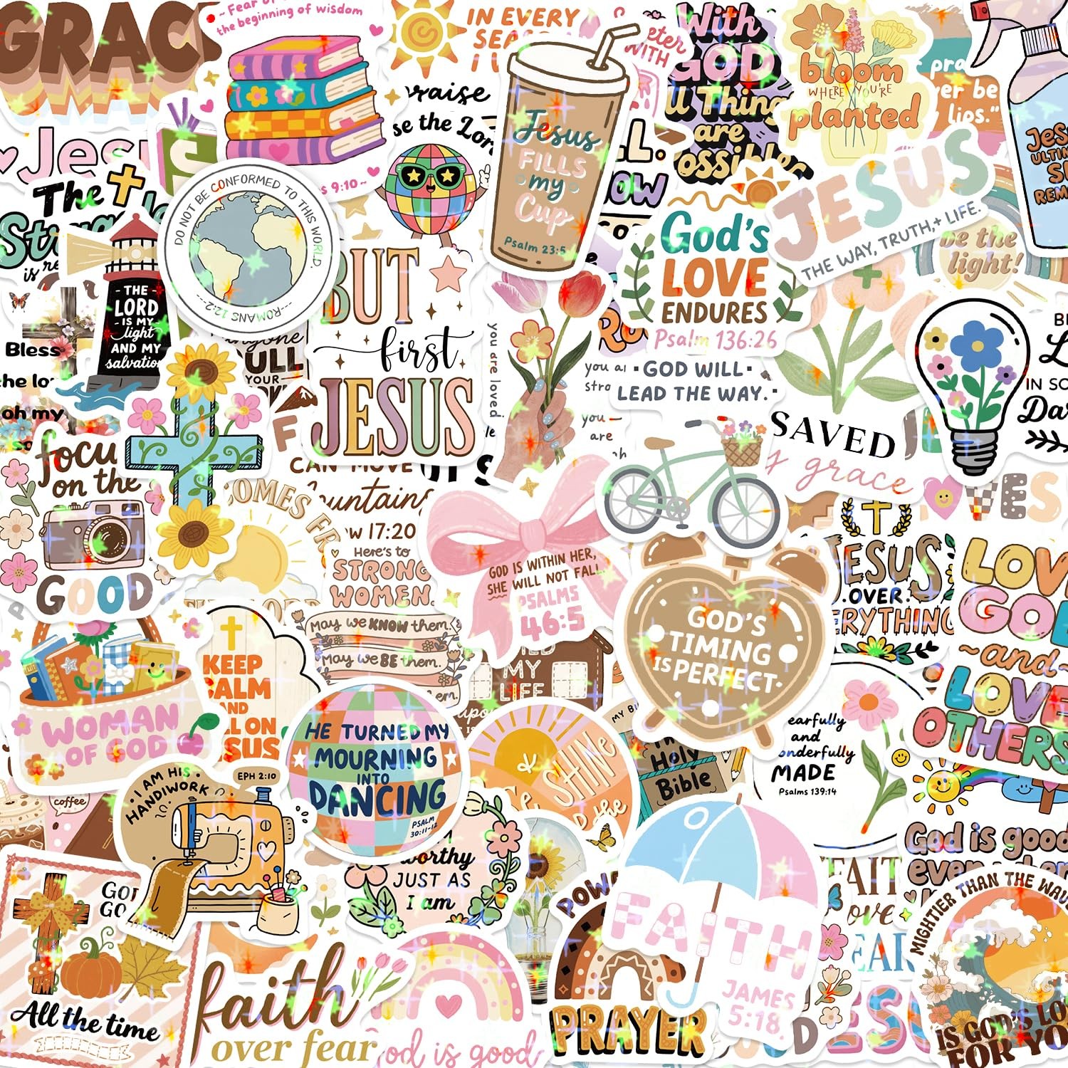 120PCS Christian Bible Verse Stickers, 1-3in, Boho Stickers