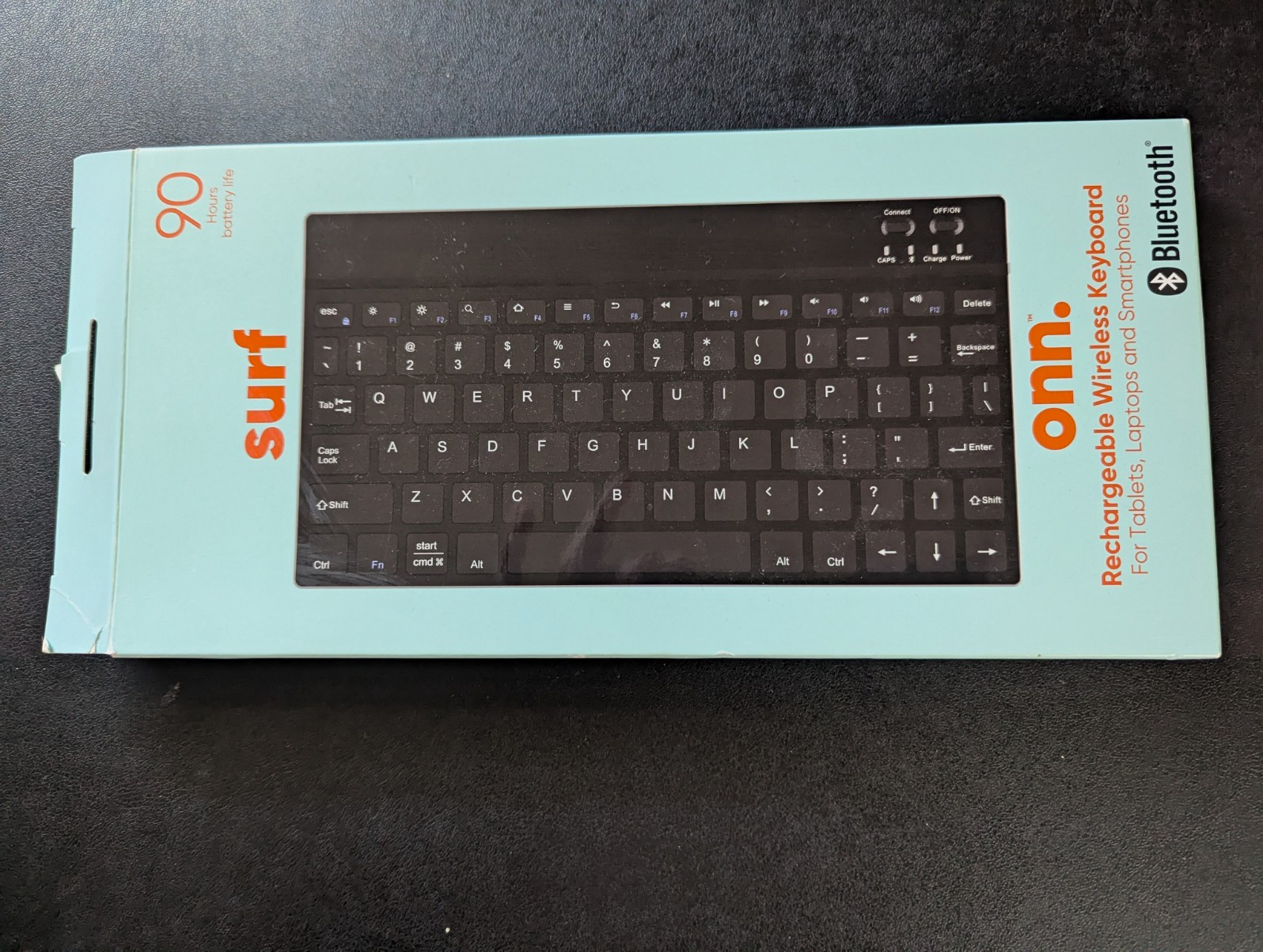 onn. Rechargeable Wireless Bluetooth Compact Keyboard QWERTY English Black