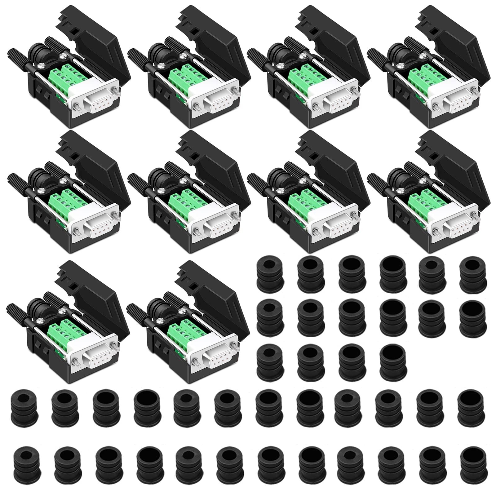 10 PCS DB9 Female Breakout Connector Solderless RS232 DSUB Serial 9Pin