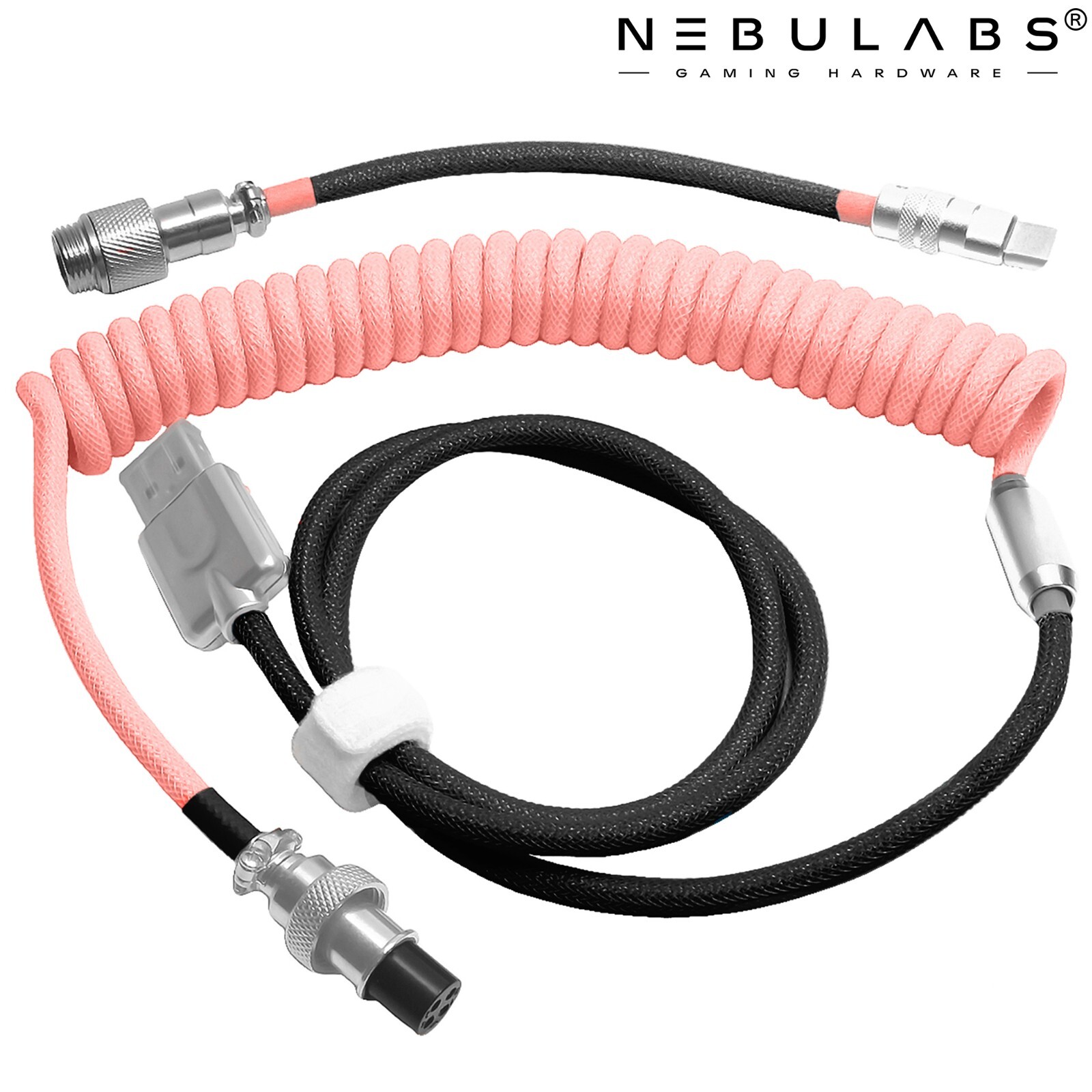 Custom Coiled Aviator GX16 USB-C Mechanical Gaming Keyboard Cables - Salmon Pink
