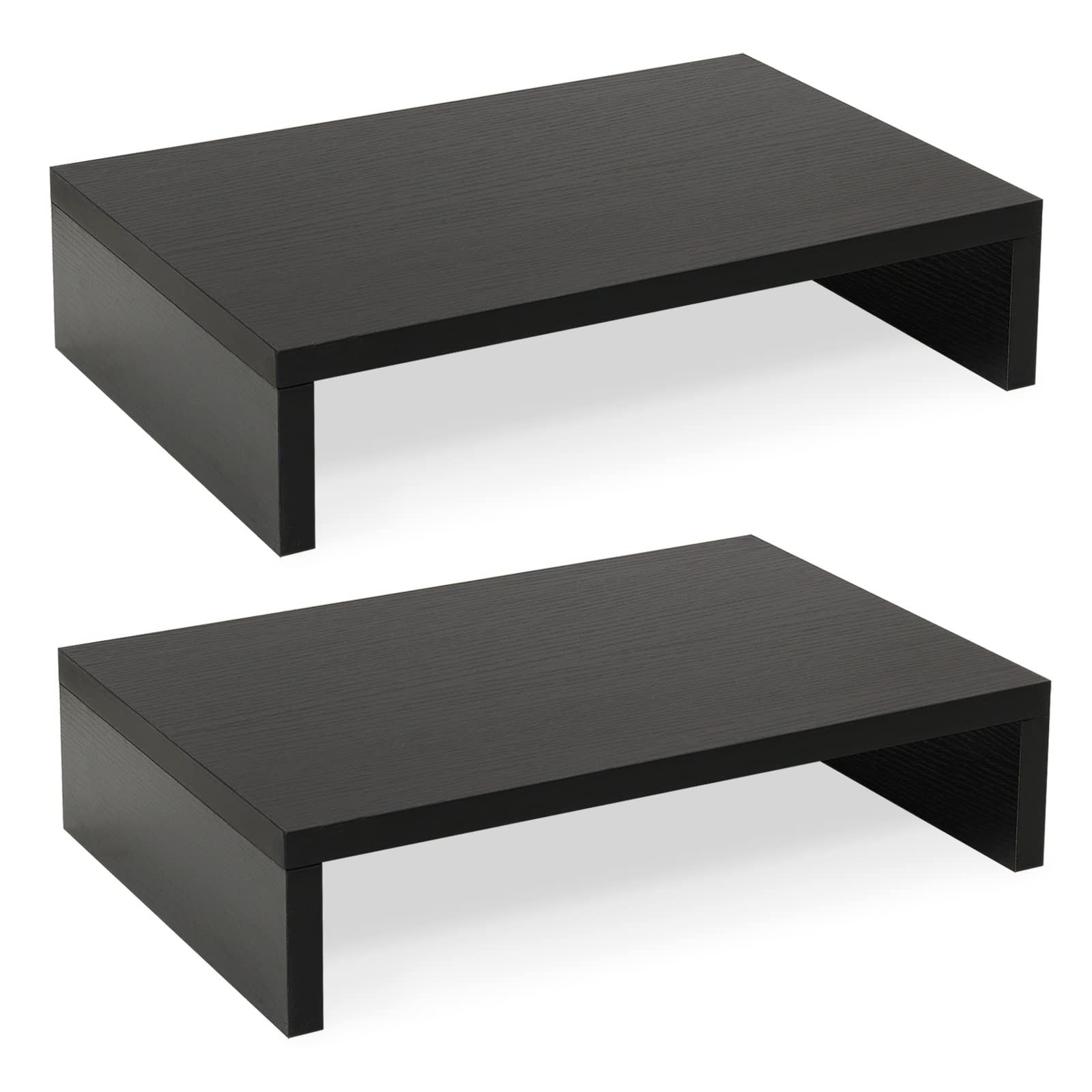 2-Pack Wood Monitor Stand Riser for Desk , Black