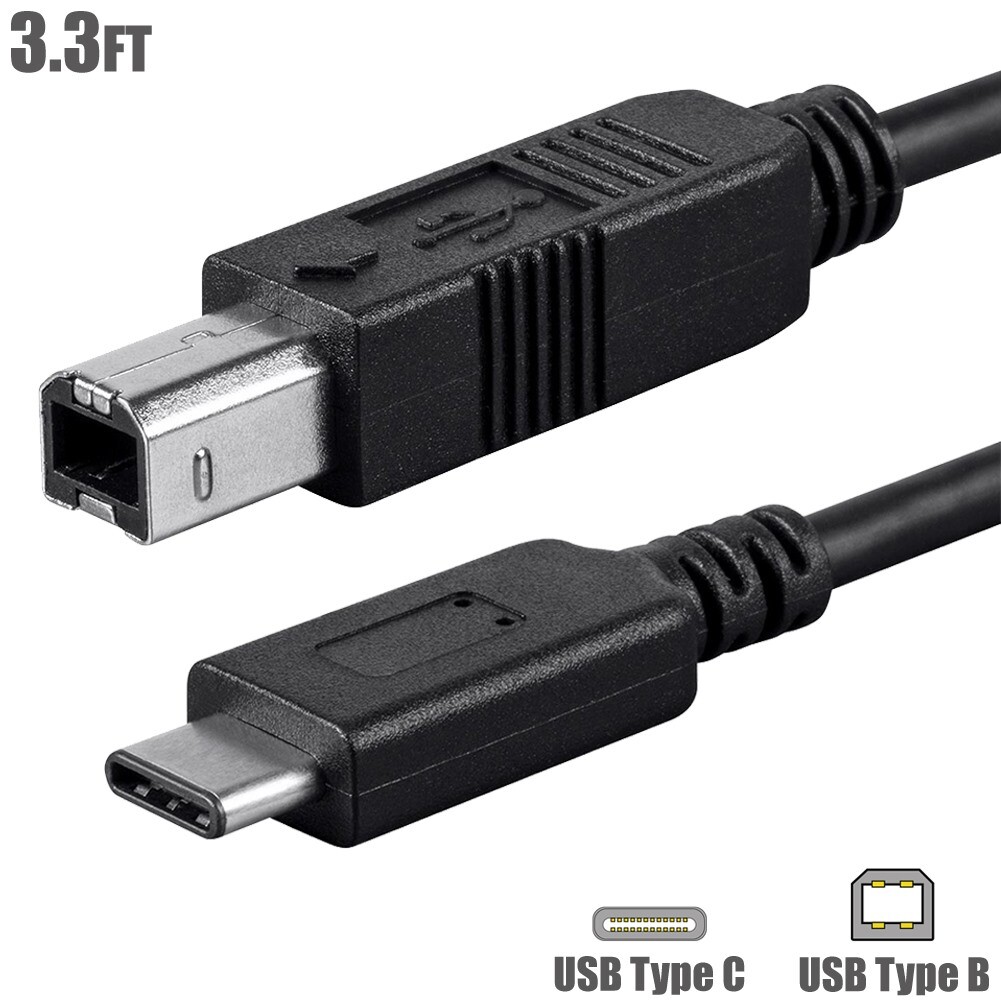 3.3FT USB-C Type C to Type B Printer Scanner Cable Cord 2.4A PC MacBook Pro