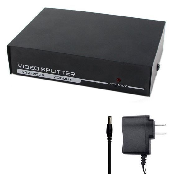 2-Port 200MHz VGA Splitter for Dual Monitor Setup, High-Quality Signal Output