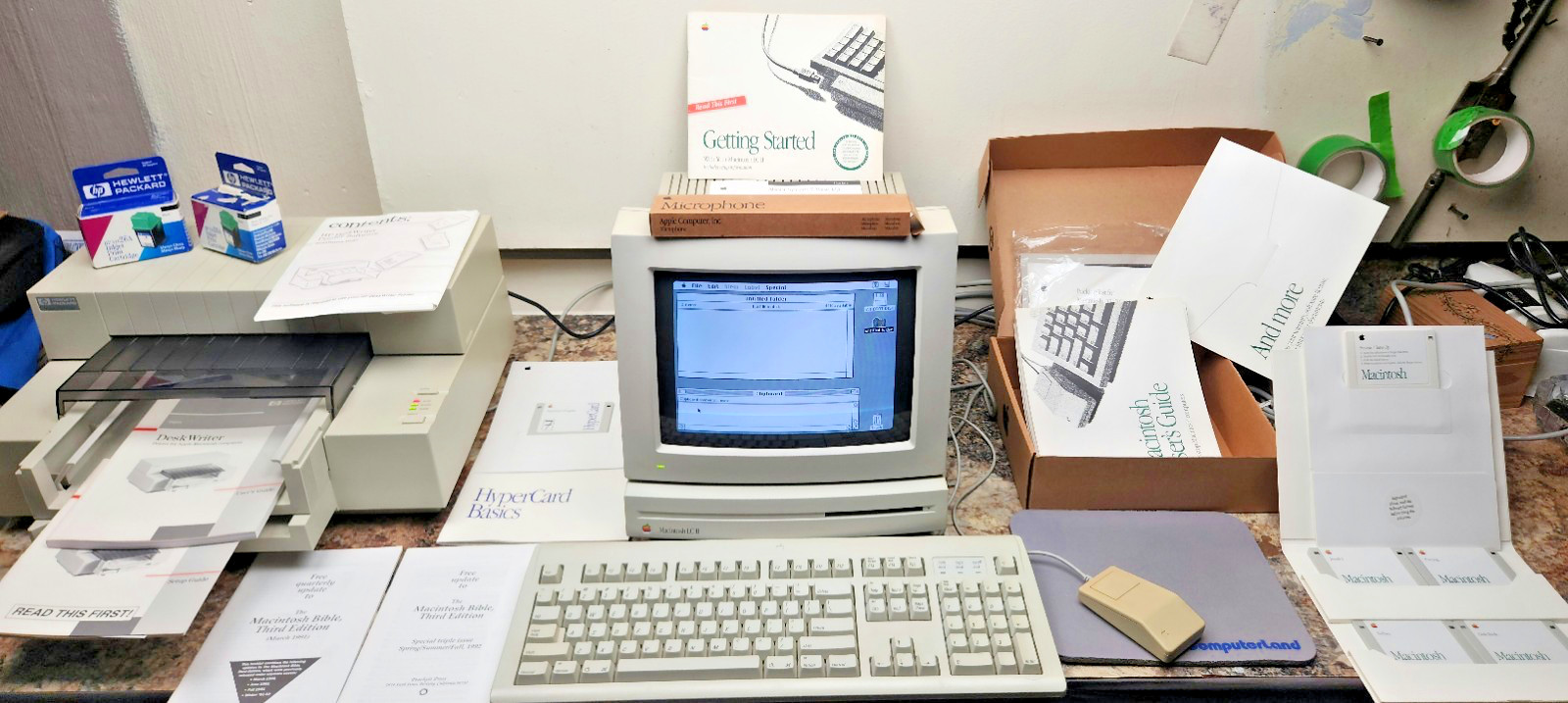Apple Macintosh LC II Complete System RGB Monitor Keyboard Mouse Printer & More
